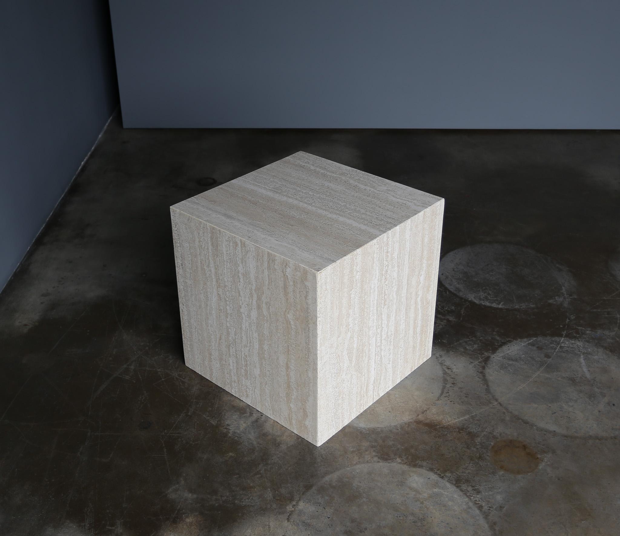 20th Century Travertine Cube Side Tables, c.1975