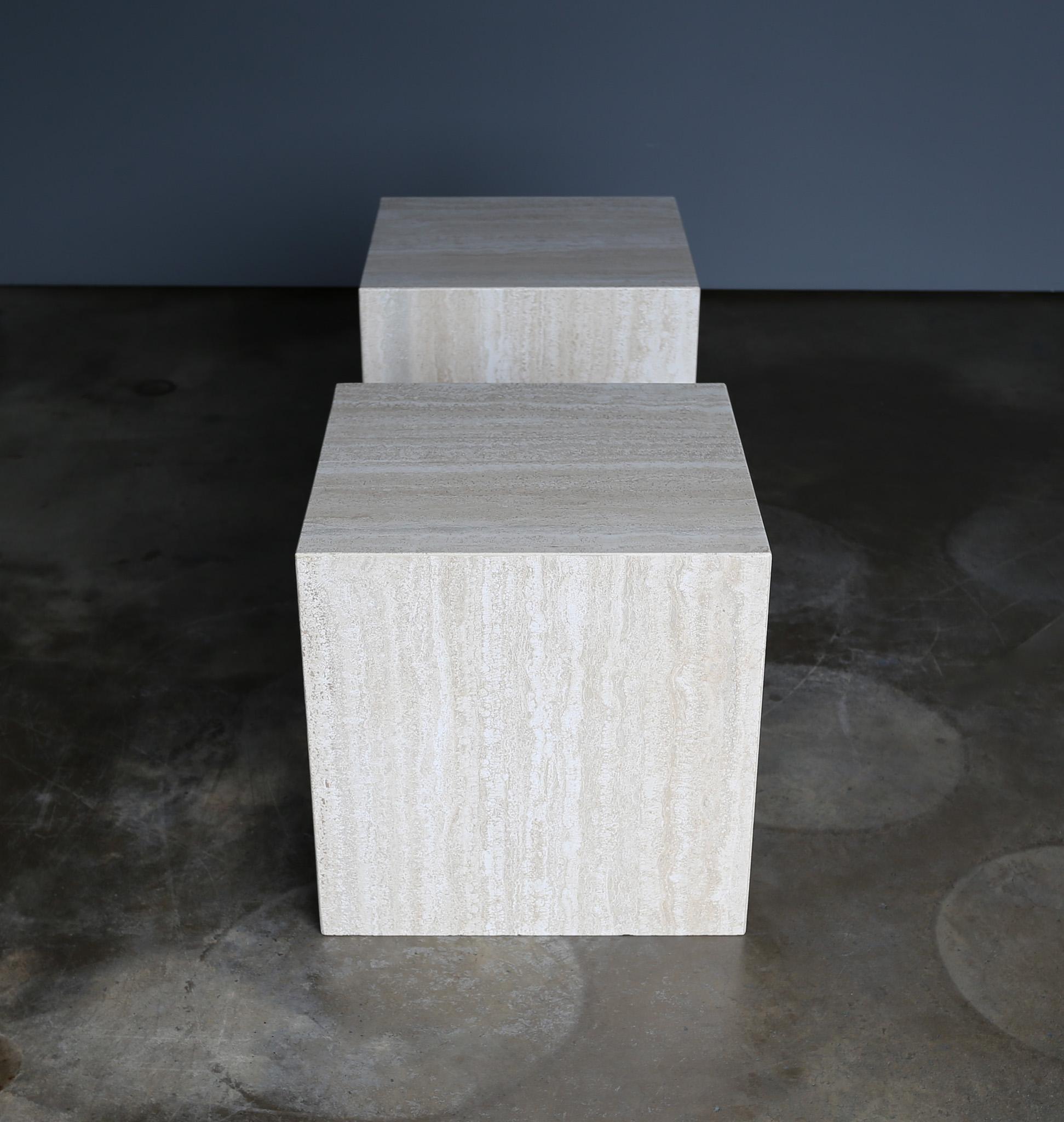 Travertine Cube Side Tables, c.1975 2