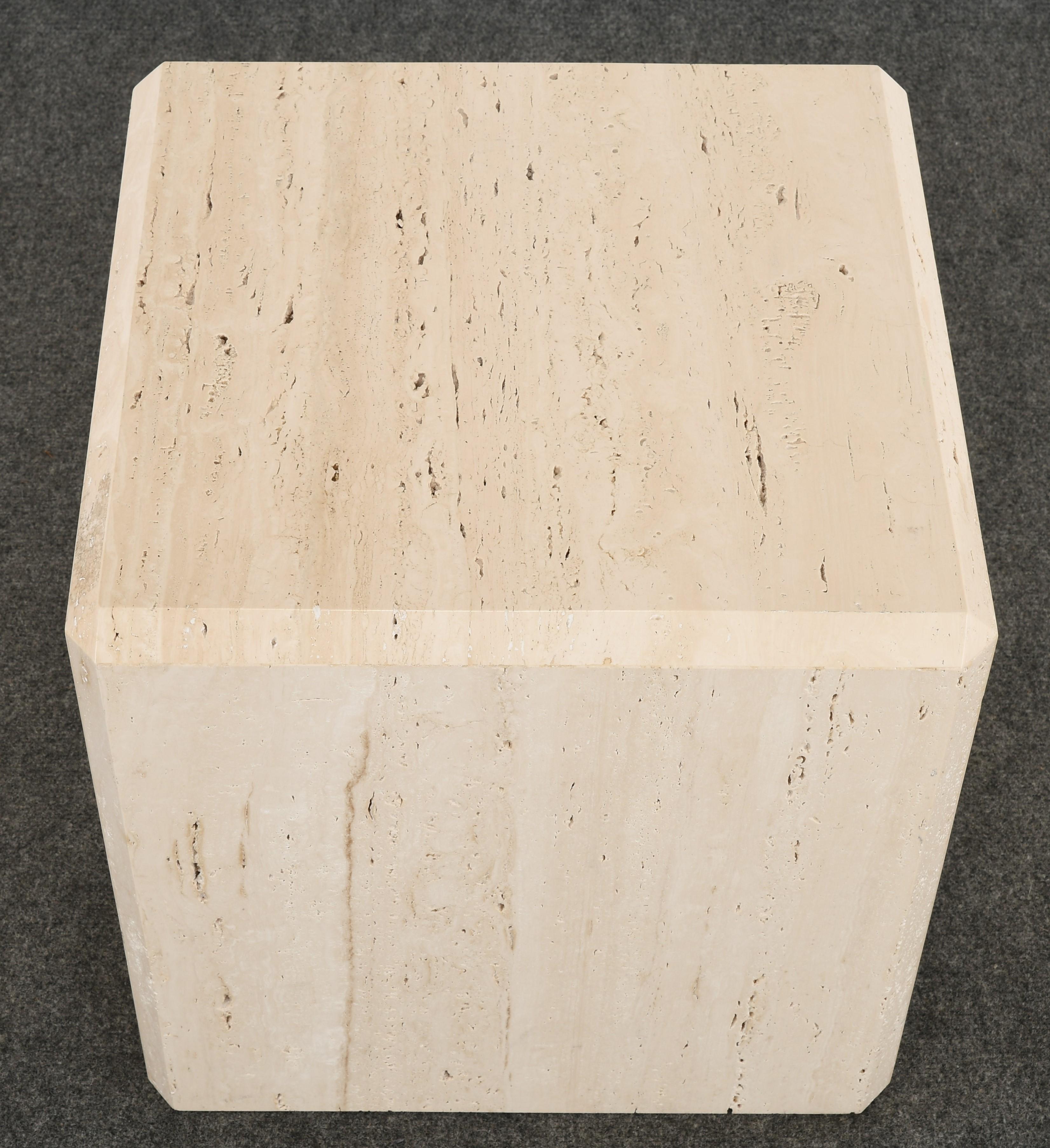 Italian Travertine Cube Table in the Manner of Kreiss, 1980s