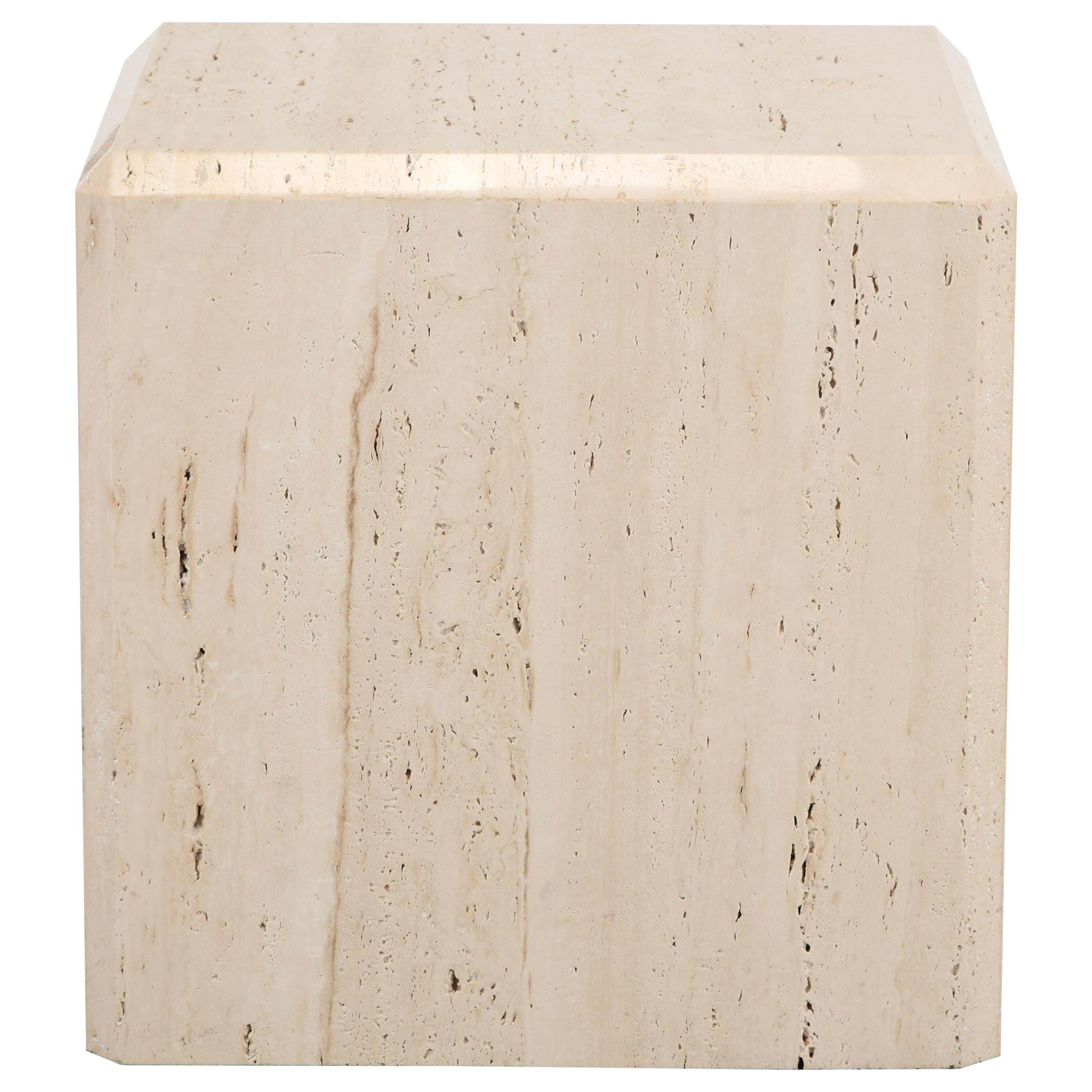 Travertine Cube Table in the Manner of Kreiss, 1980s