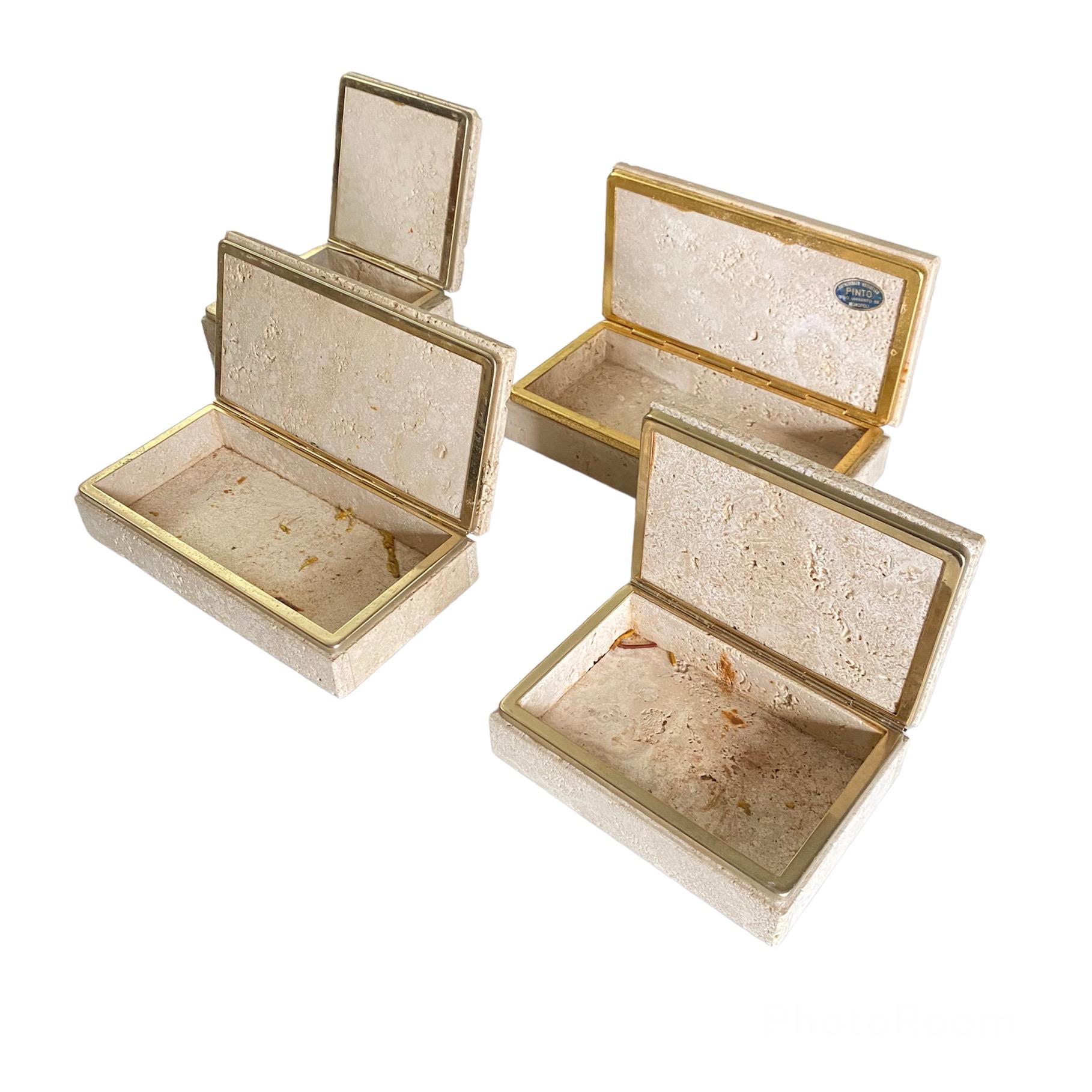 Travertine Decorative Boxes by Cerri Nestore, Italy, 1970 In Good Condition For Sale In Conversano, IT