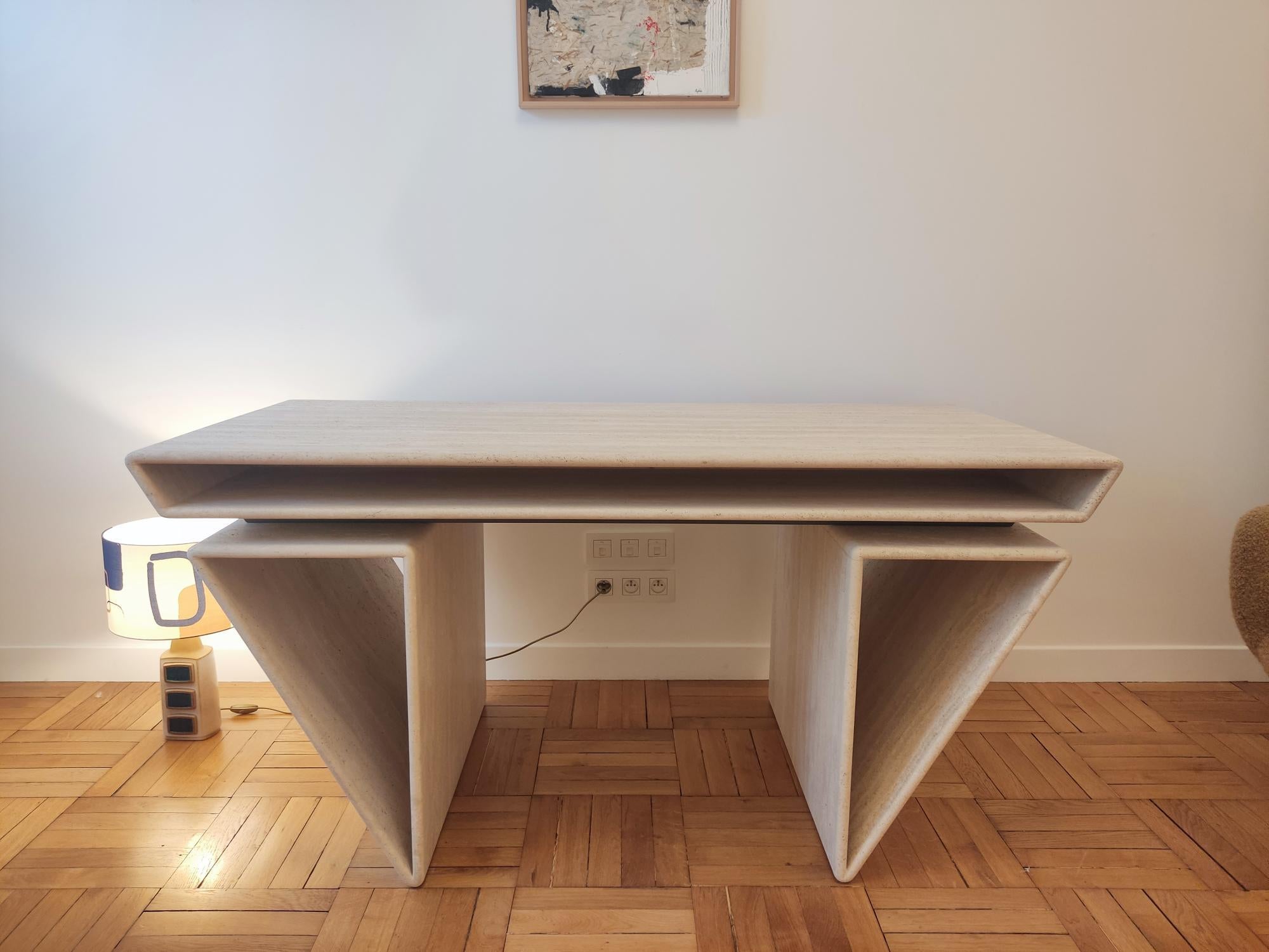 Travertine Desk - Claude Berraldacci  For Sale 5