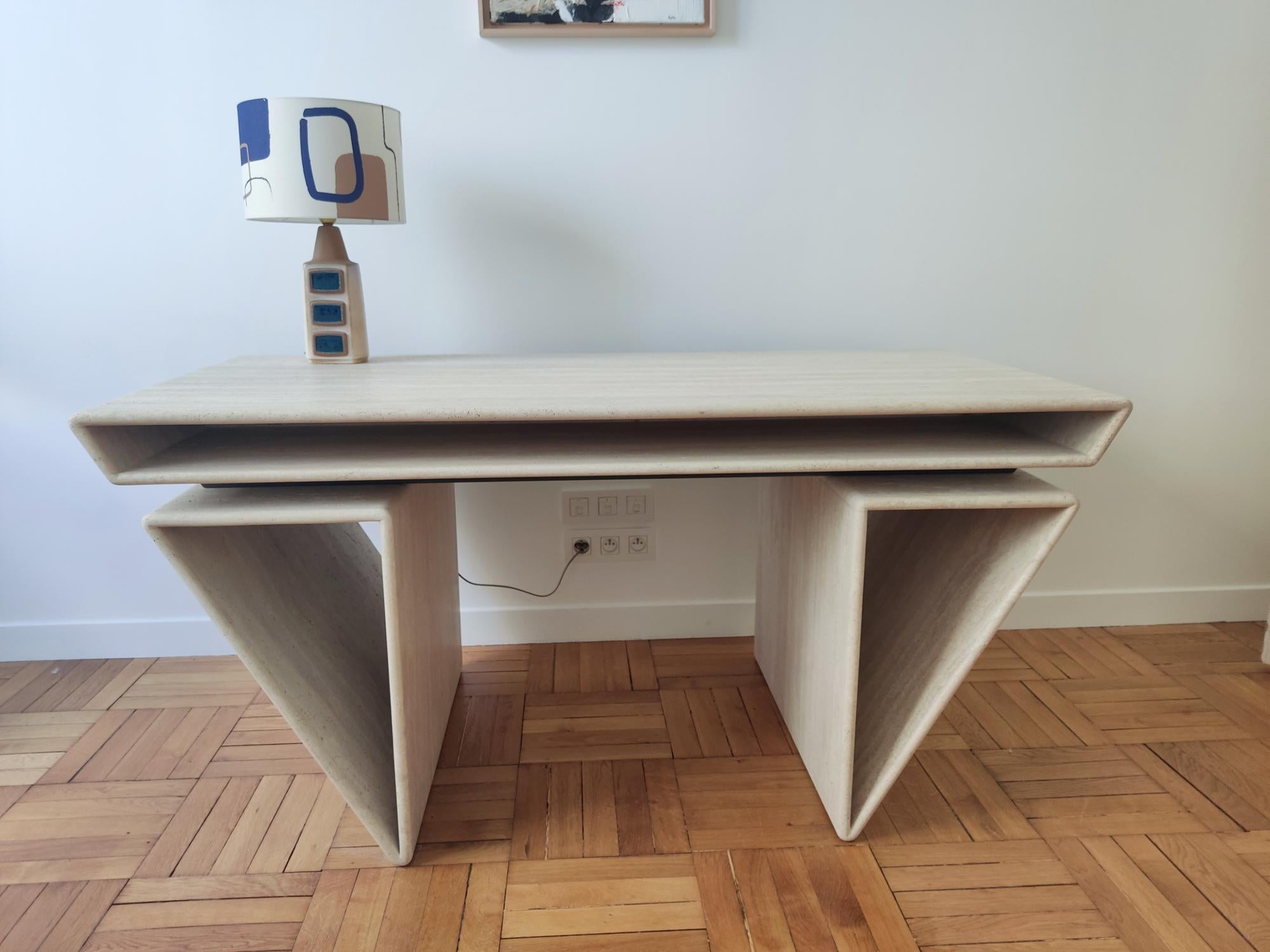 Travertine Desk - Claude Berraldacci  For Sale 2