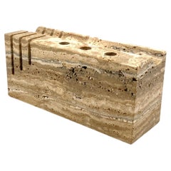 Retro Travertine desk organizer, Fratelli Mannelli, Italy, 1970s