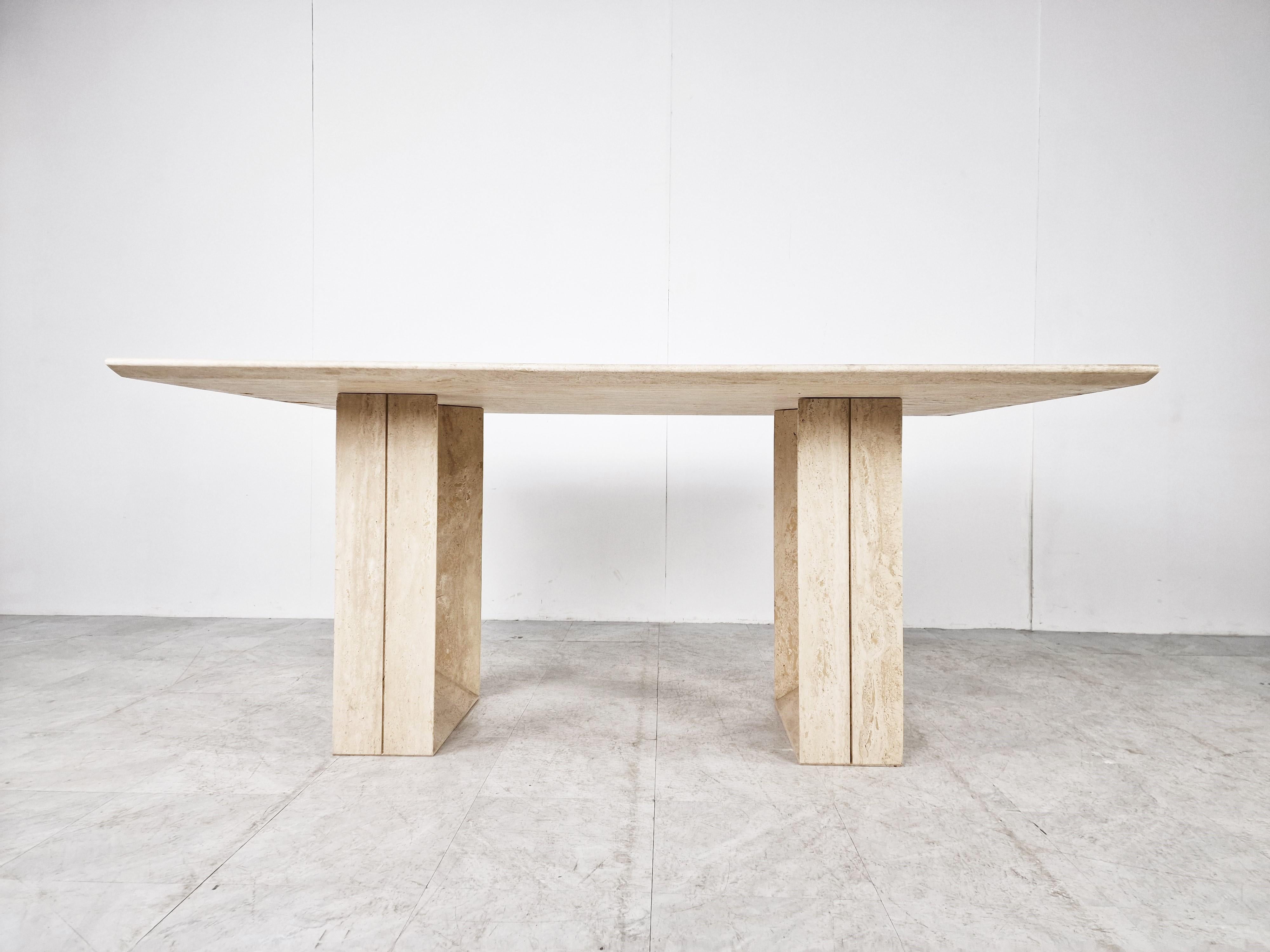 Italian Travertine Diapason Dining Table by Cattelan, 1970s