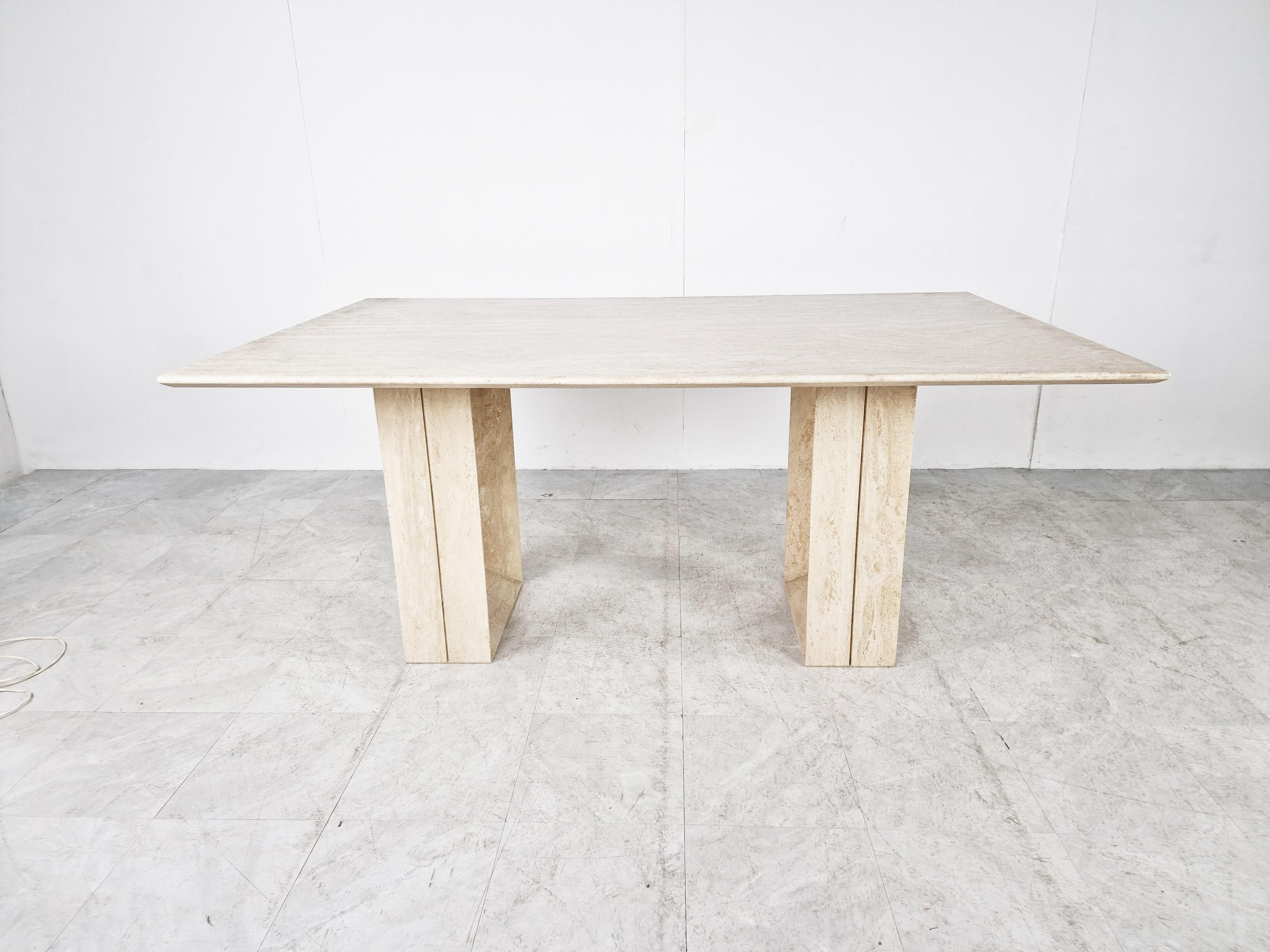 Travertine Diapason Dining Table by Cattelan, 1970s In Good Condition In HEVERLEE, BE