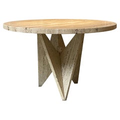 Travertine Dining or Center Hall Table, Spain, 1970s