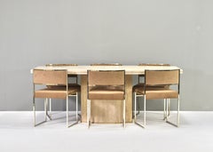 Esszimmerset aus Travertin von oder im Stil von Willy Rizzo & Jean Charles, Italien