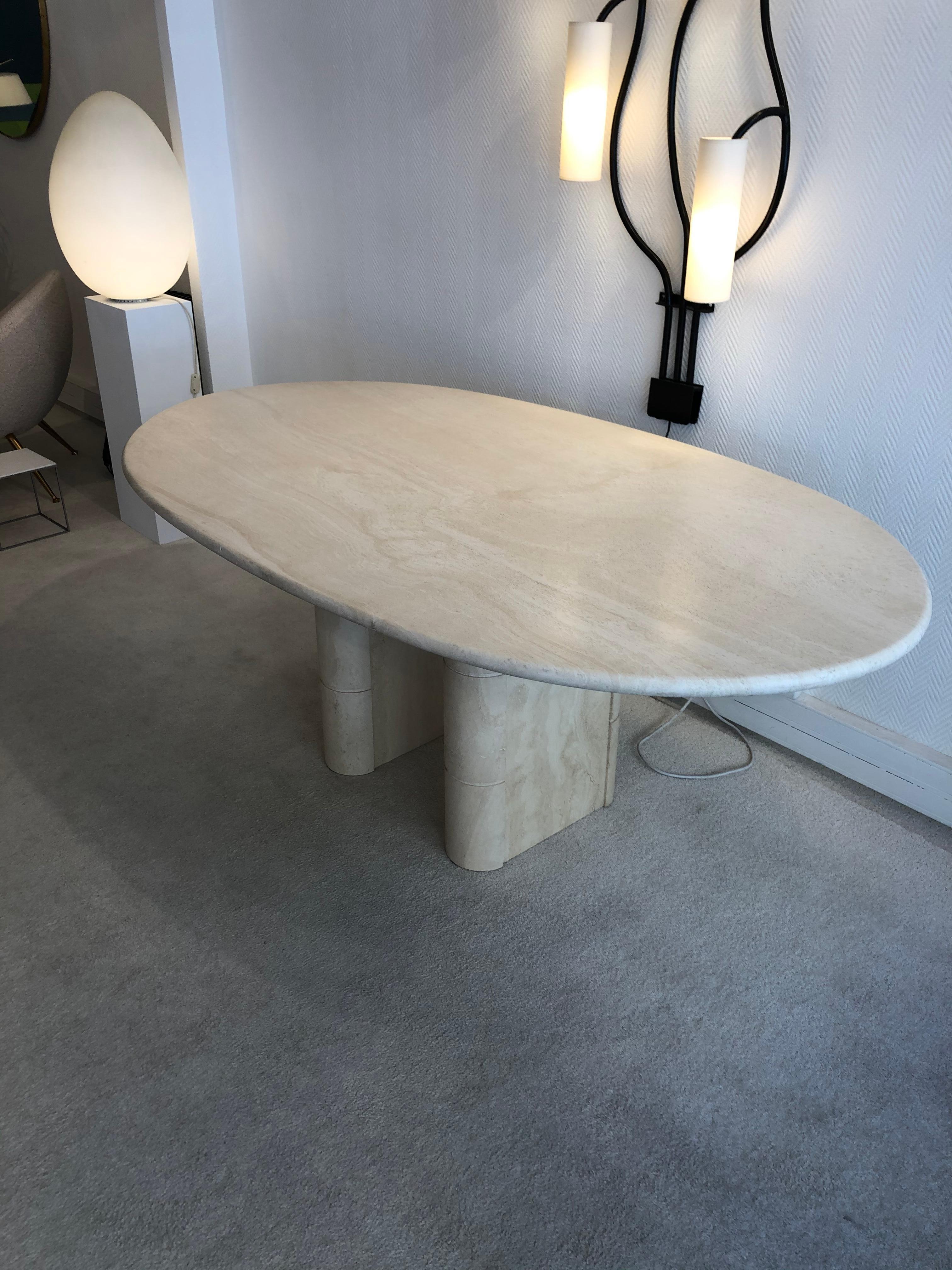Travertine Dining Table, 1970 For Sale 6