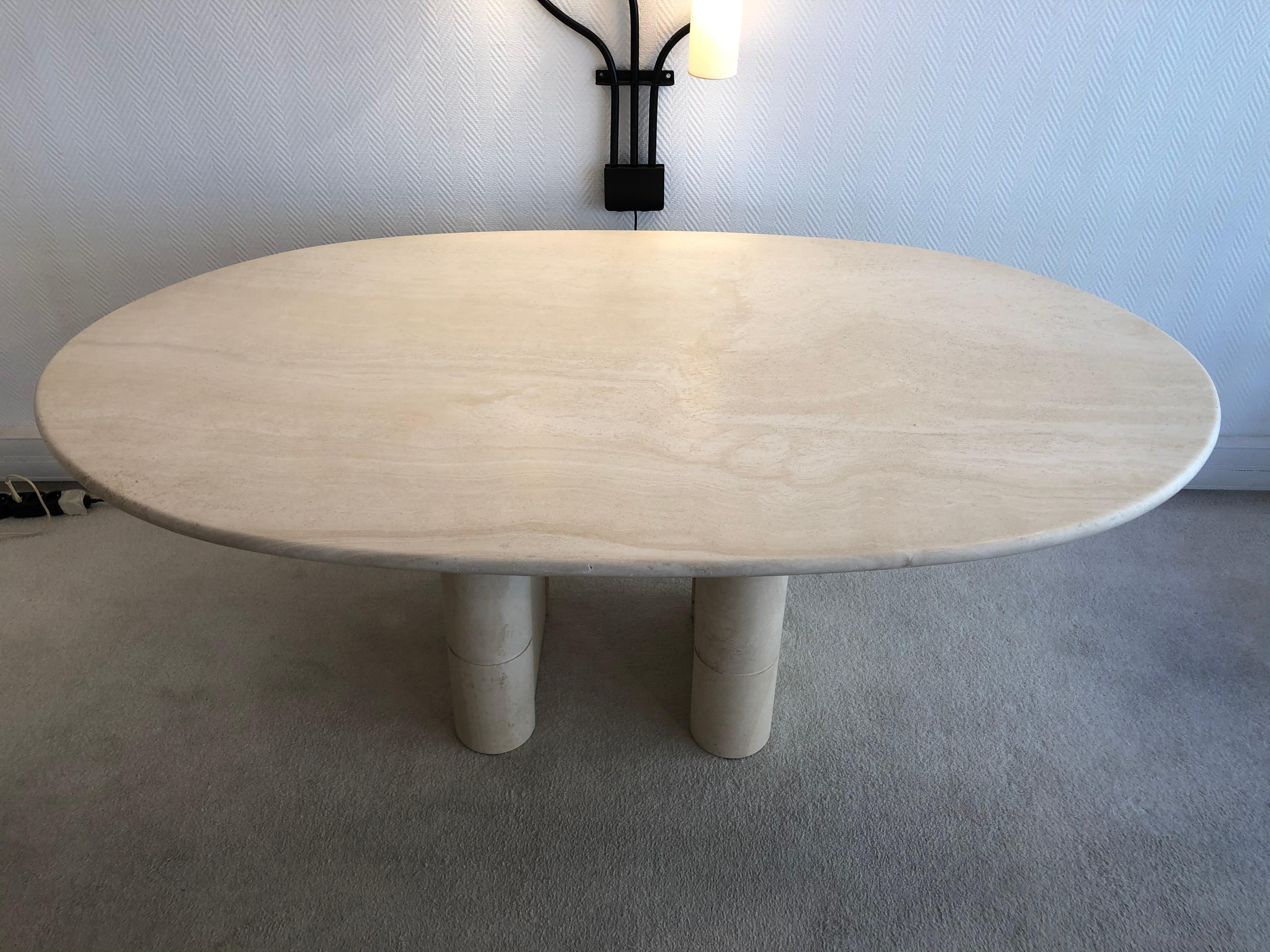 Travertine Dining Table, 1970 For Sale 9