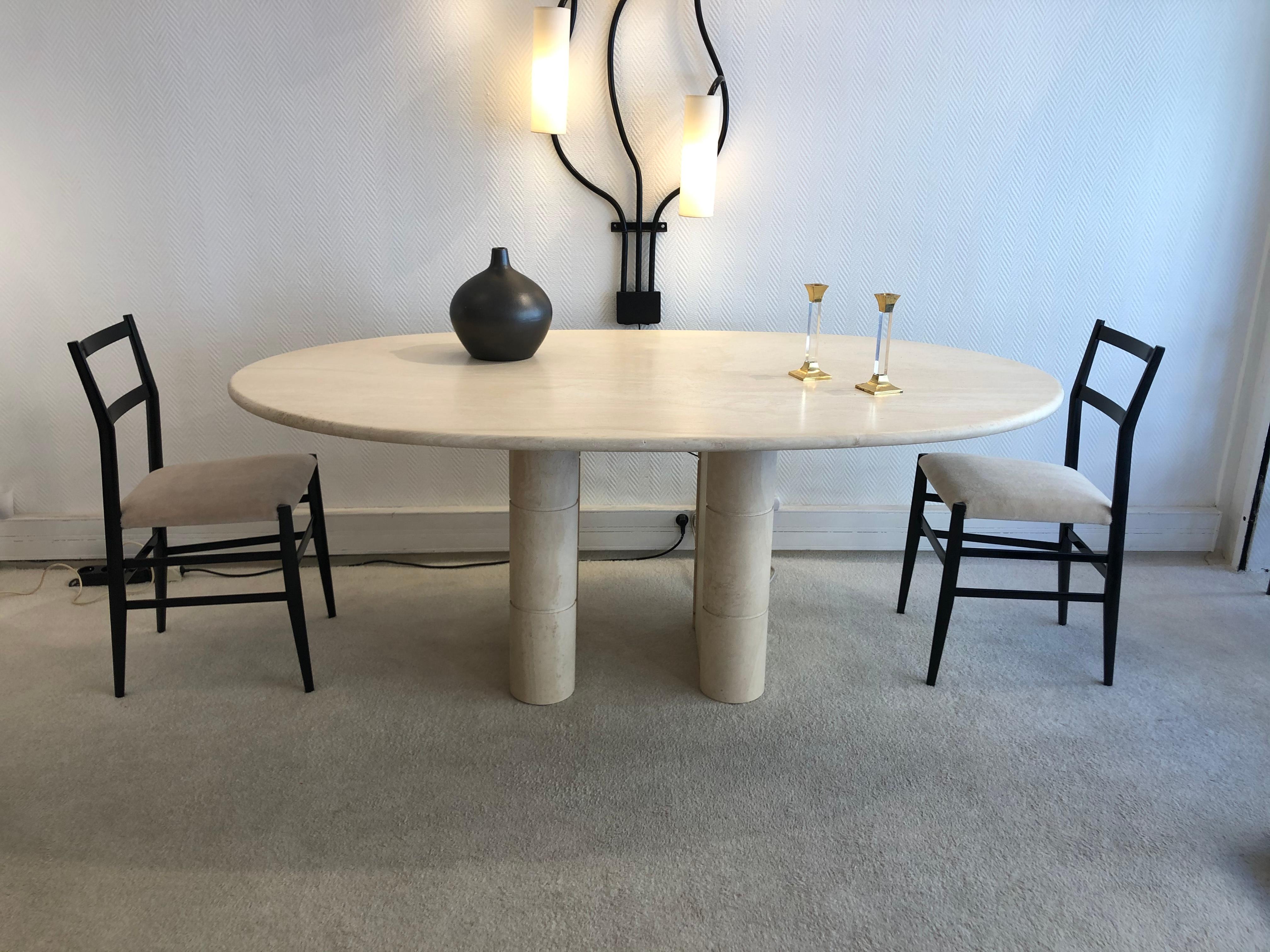 Mid-Century Modern Travertine Dining Table, 1970 For Sale