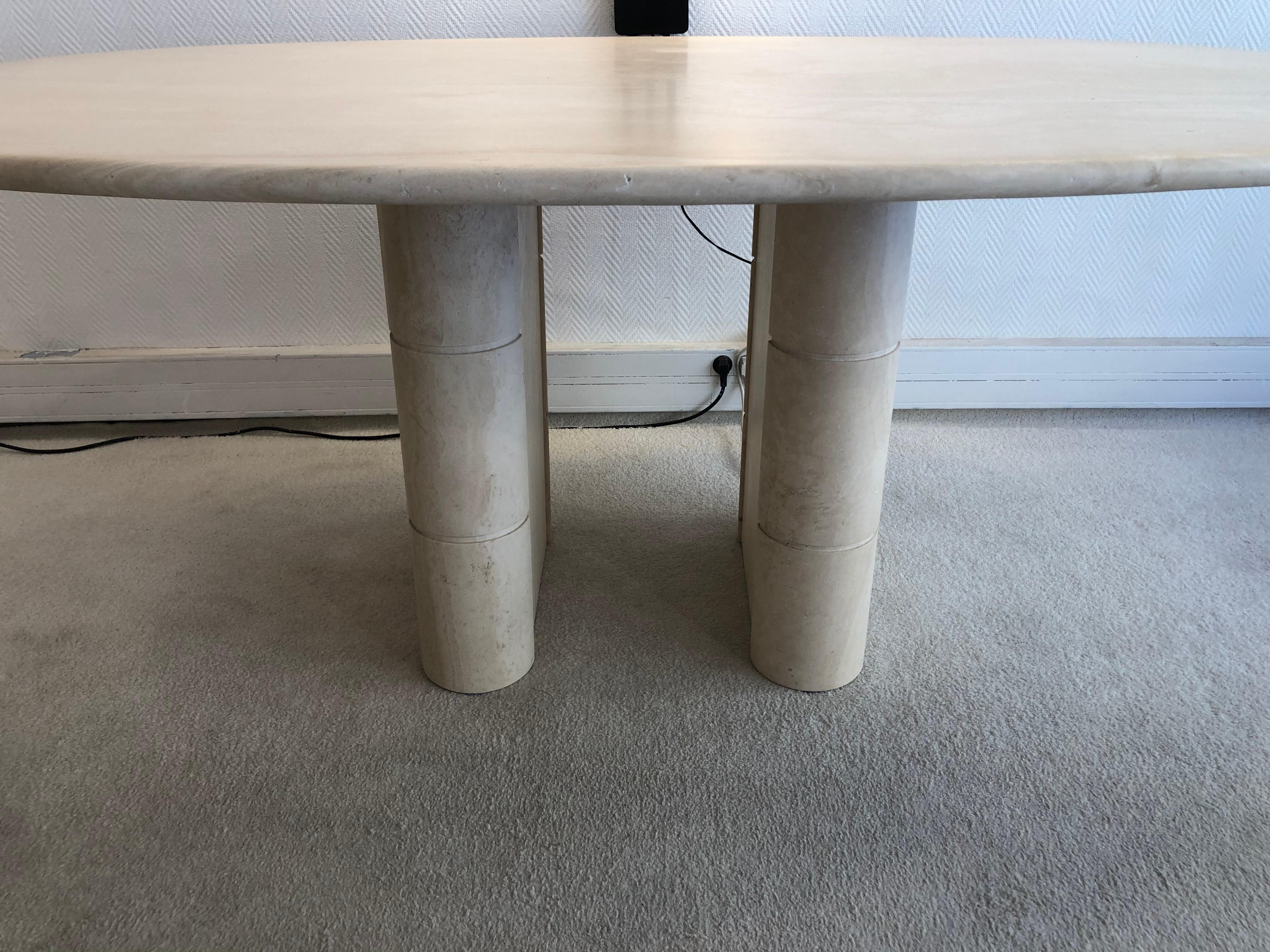 Travertine Dining Table, 1970 In Good Condition For Sale In Saint-Ouen, FR