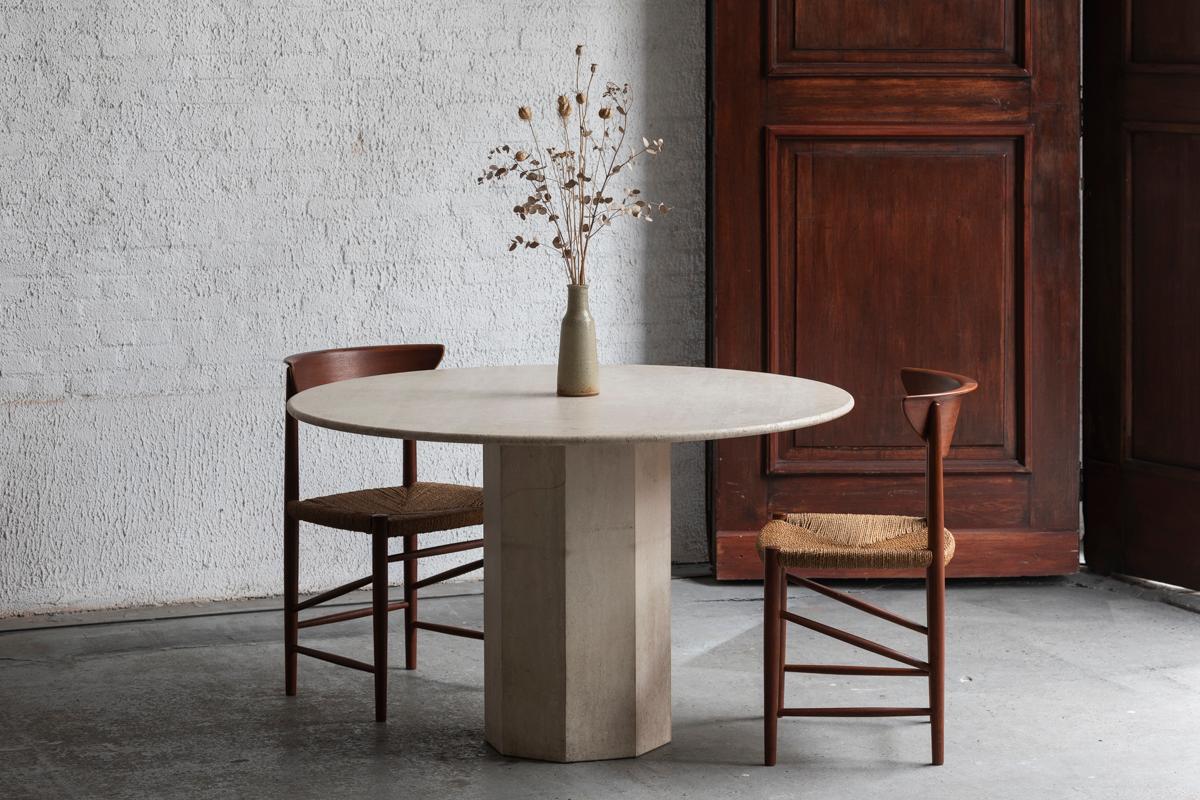 Minimalist Travertine Dining Table, 1970s