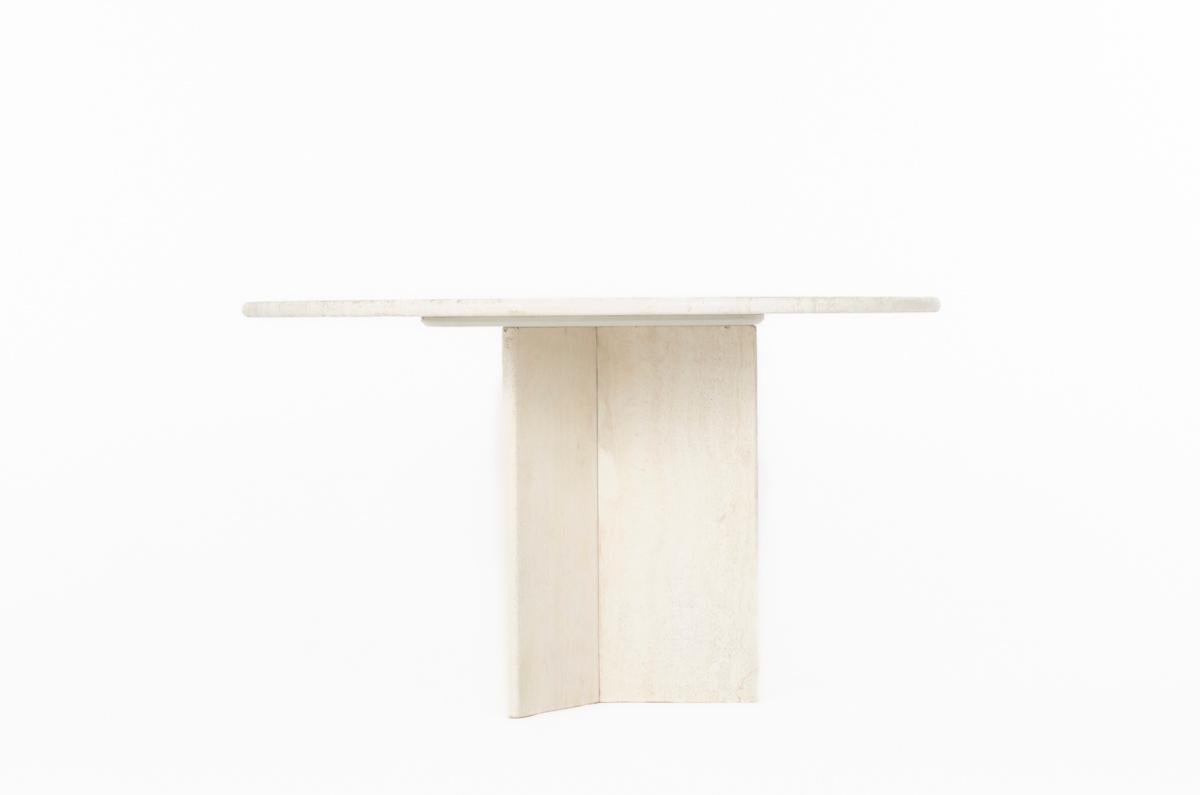 Travertine dining table 1980 In Good Condition For Sale In JASSANS-RIOTTIER, FR
