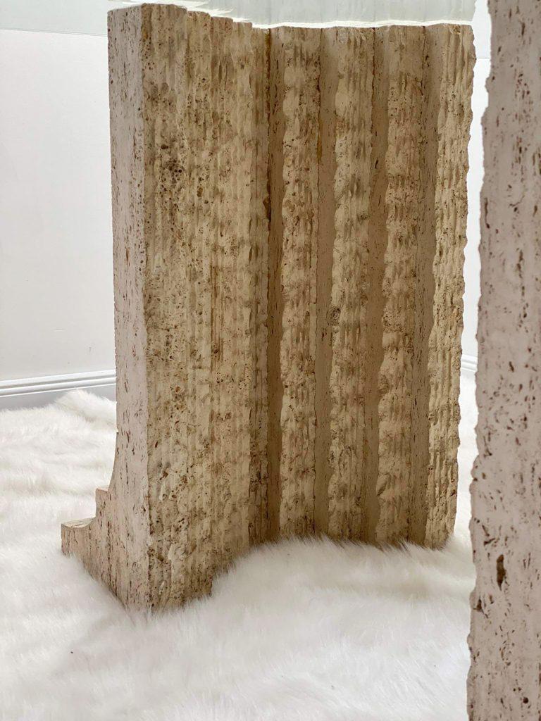Italian Travertine Dining Table Base by Designer Carlo Scarpa