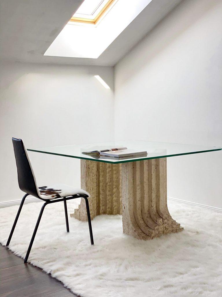 Late 20th Century Travertine Dining Table Base by Designer Carlo Scarpa