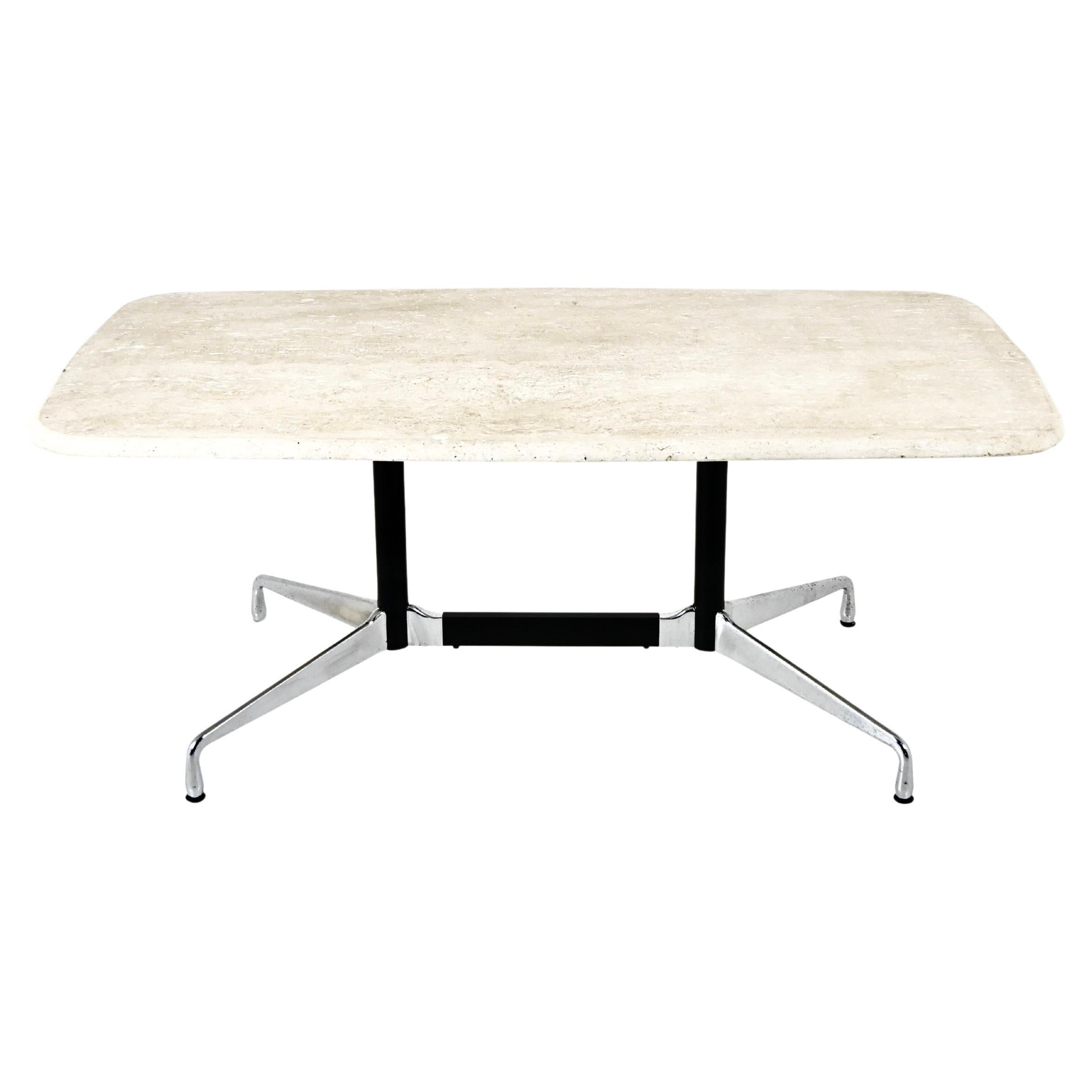 Esstisch aus Travertin von Charles & Ray Eames für Vitra, 1970er Jahre