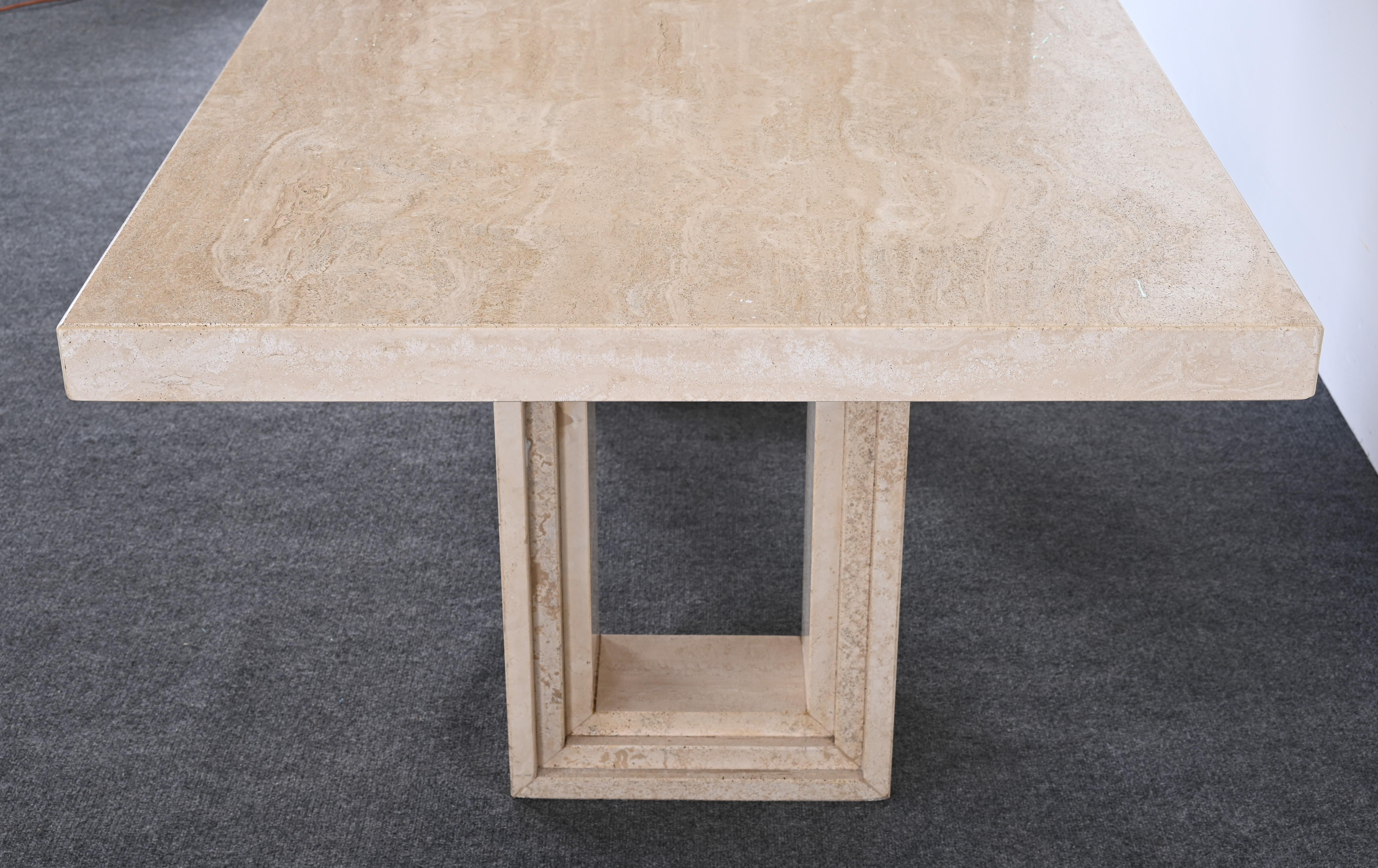 Travertine Dining Table / Desk by Ello, 1980s 4
