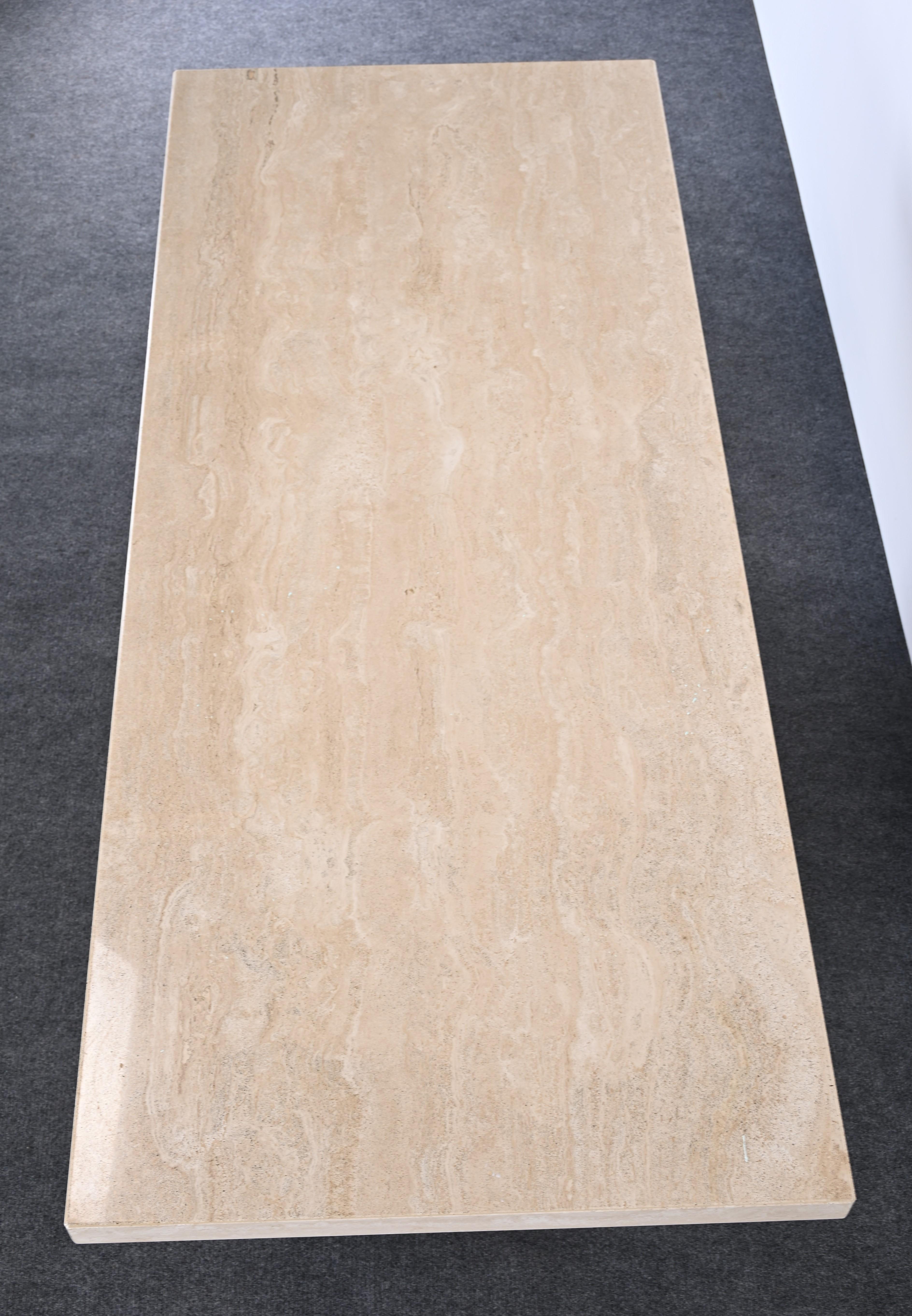 Travertine Dining Table / Desk by Ello, 1980s 5
