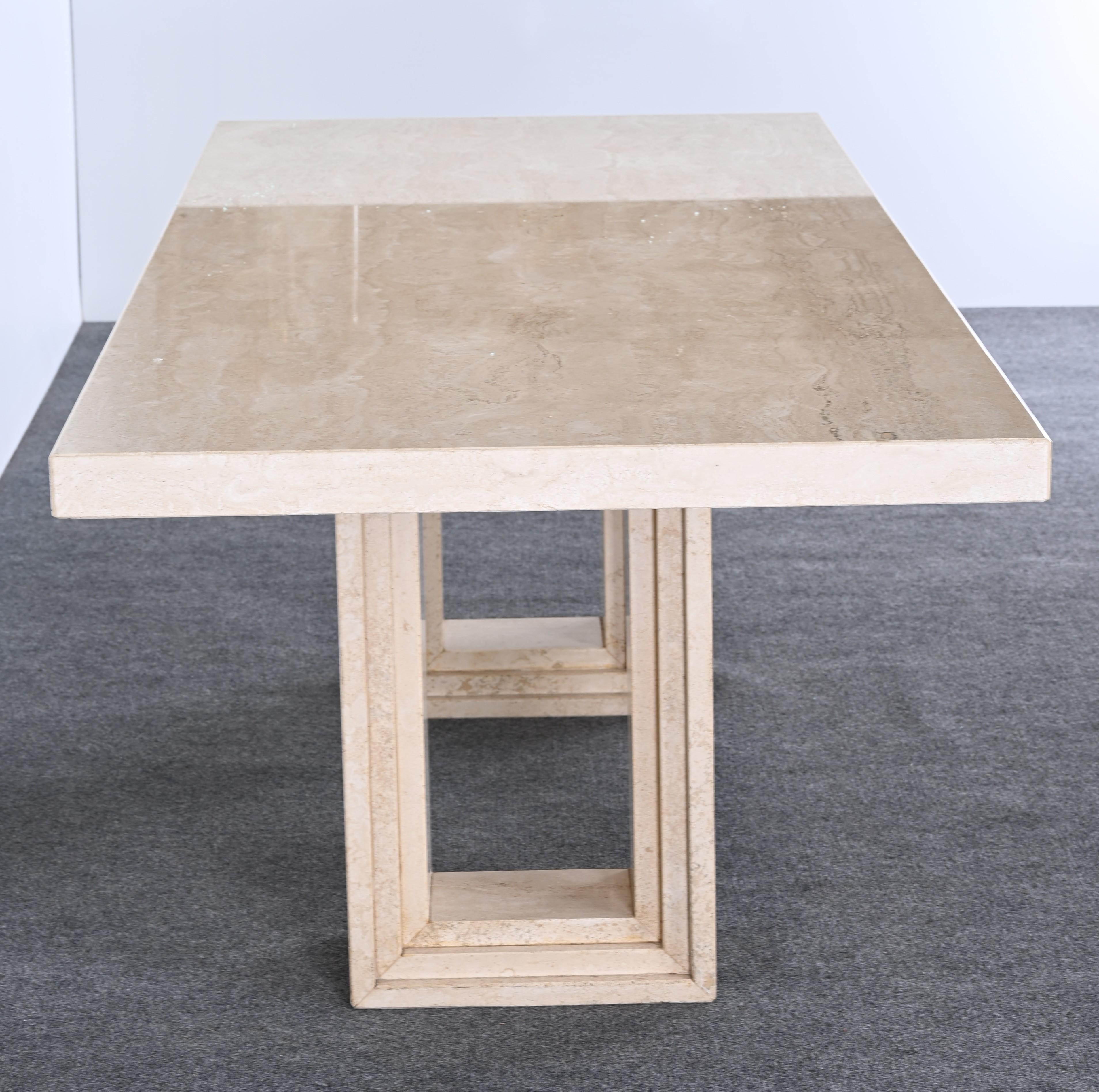 Travertine Dining Table / Desk by Ello, 1980s 7