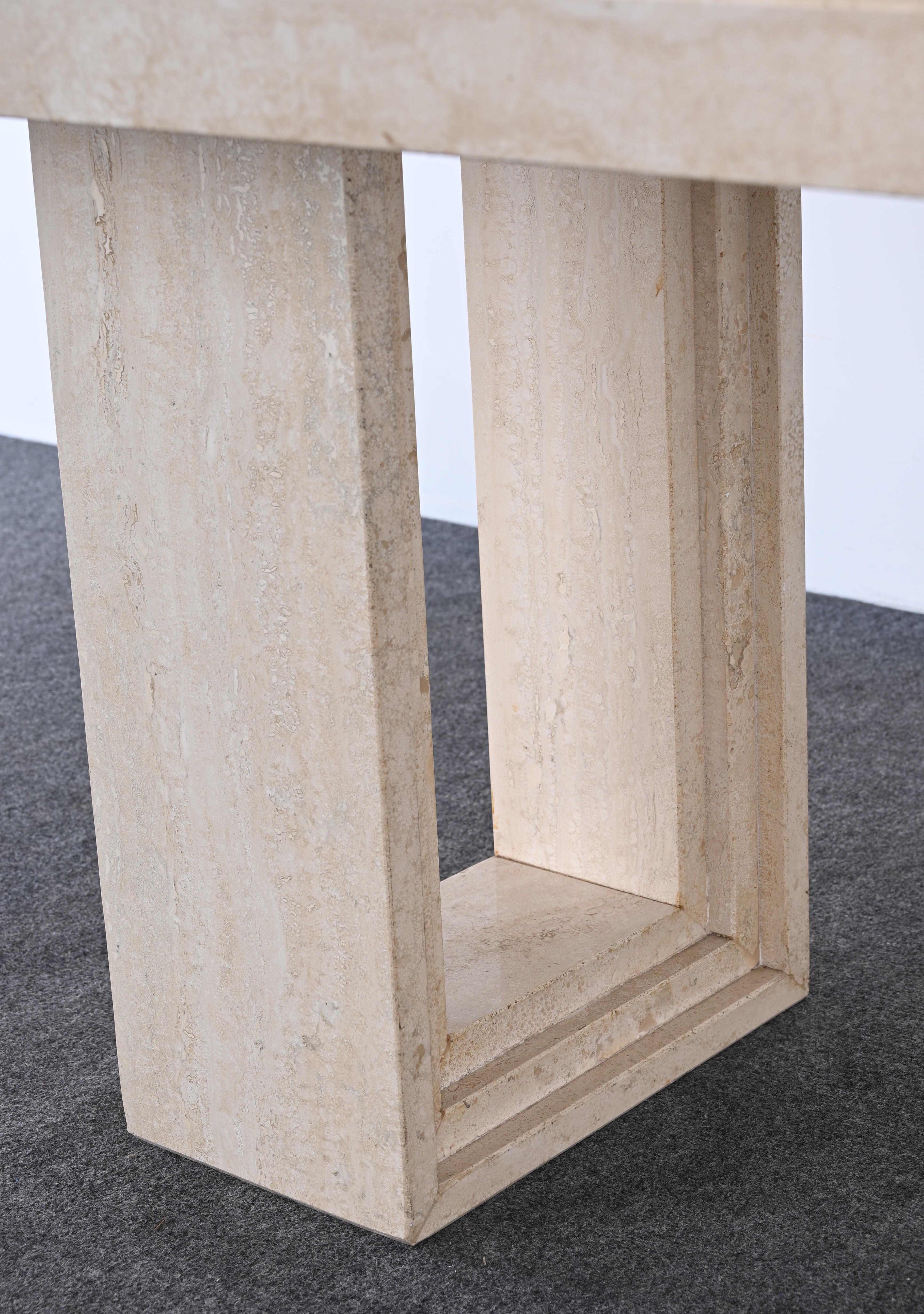 Travertine Dining Table / Desk by Ello, 1980s 8
