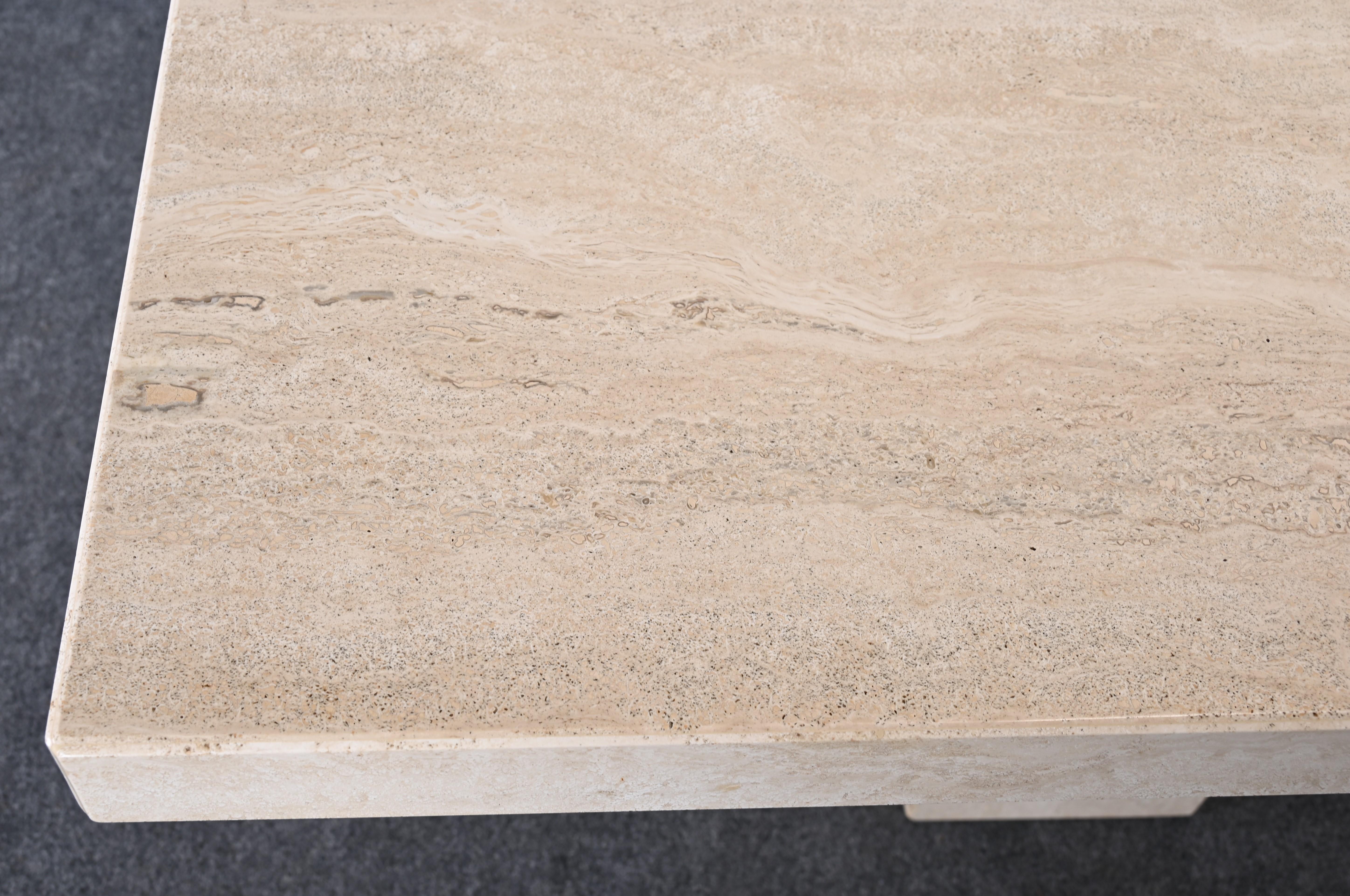 Travertine Dining Table / Desk by Ello, 1980s 9
