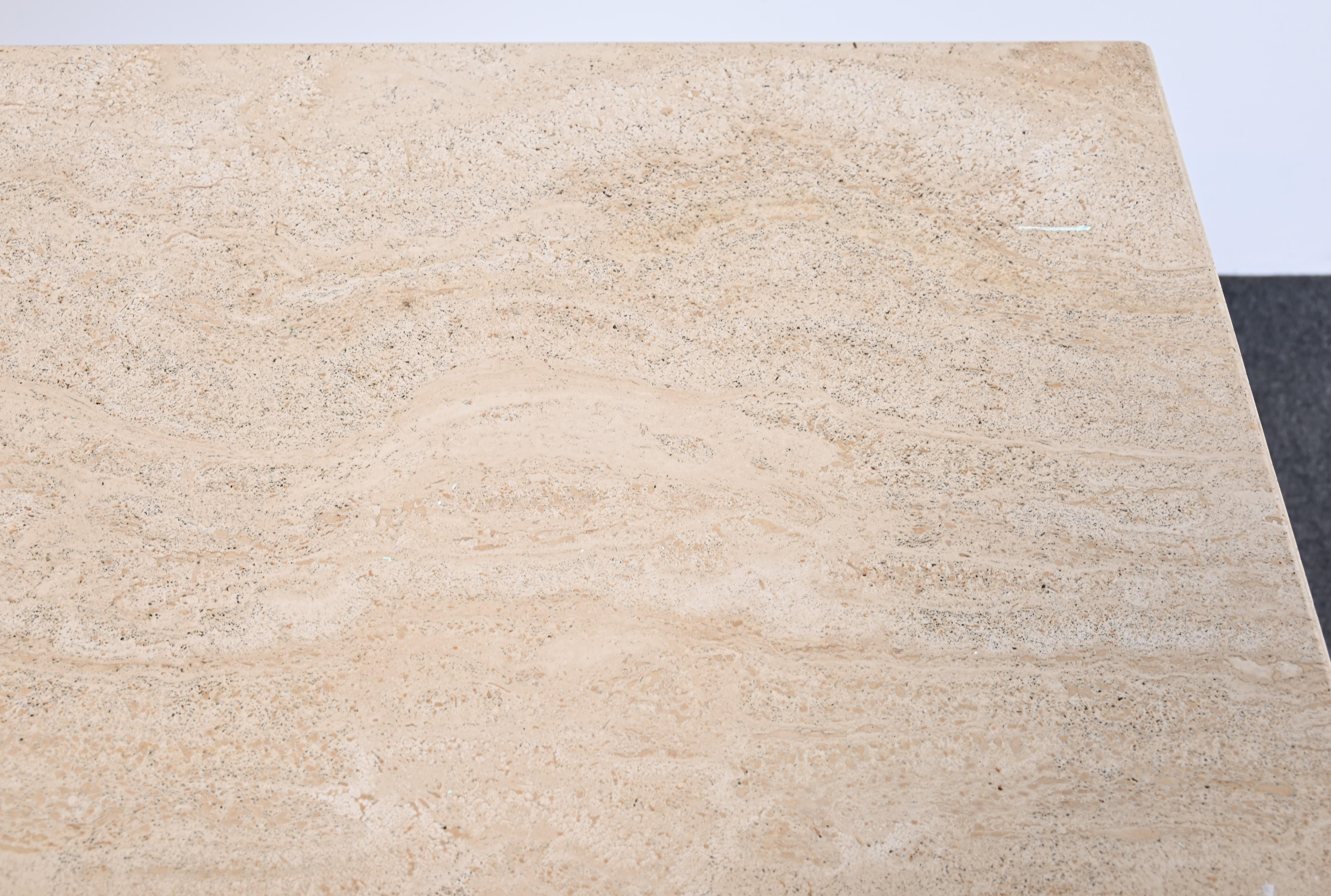Travertine Dining Table / Desk by Ello, 1980s 10