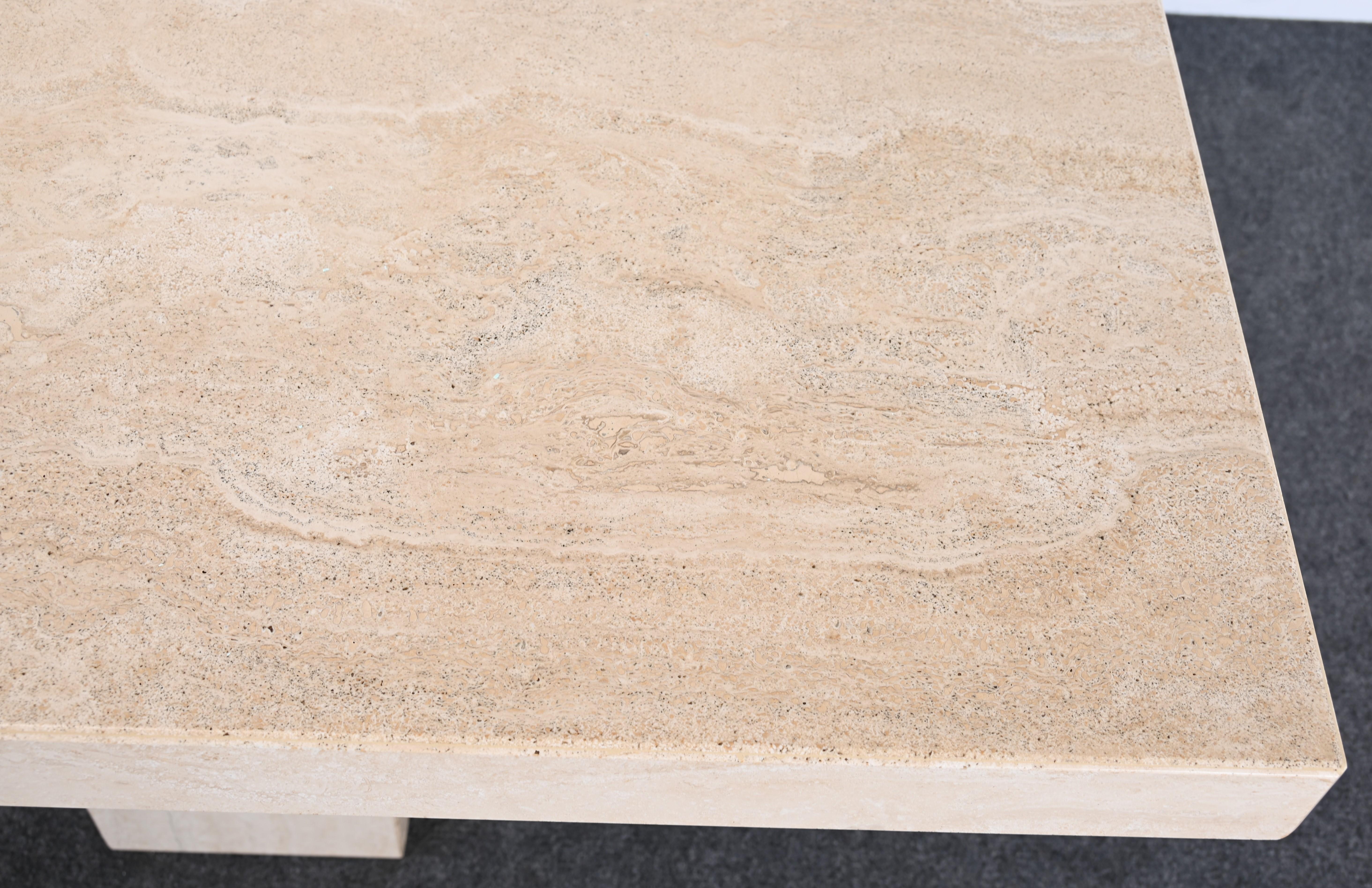 Travertine Dining Table / Desk by Ello, 1980s 11