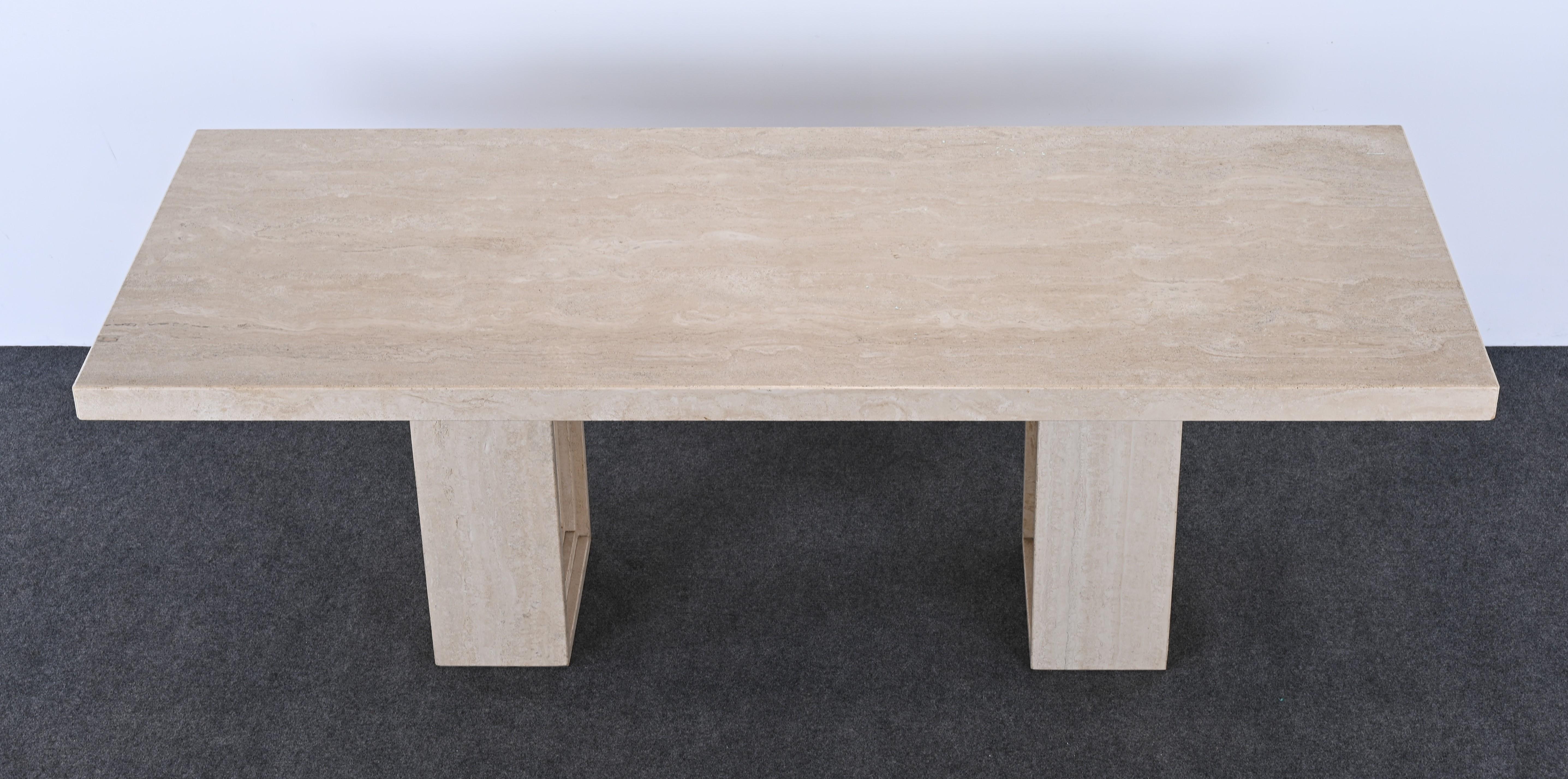 Italian Travertine Dining Table / Desk by Ello, 1980s