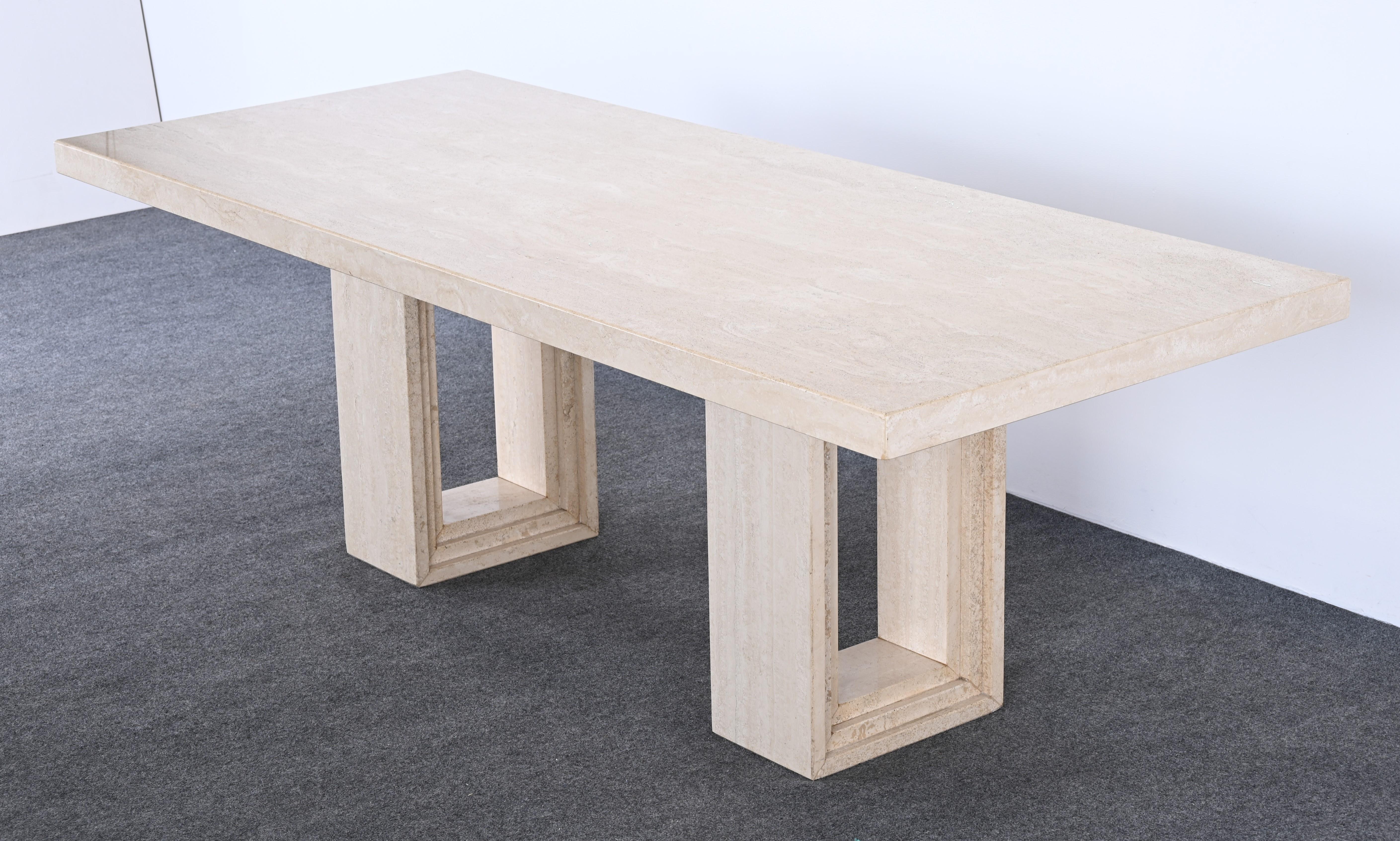 Travertine Dining Table / Desk by Ello, 1980s 2