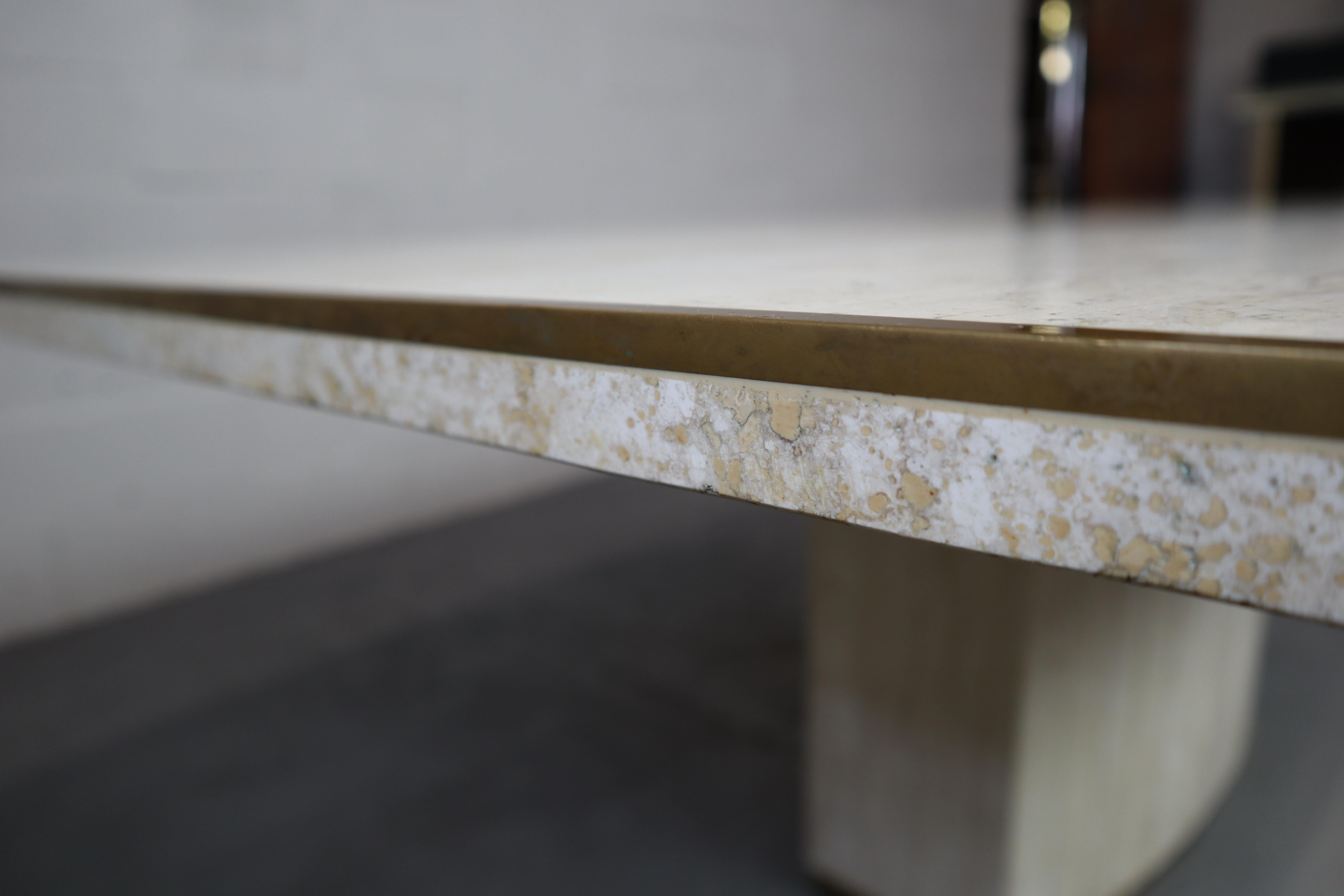 Travertine dining table by Jean Charles & Willy Rizzo, 1970's For Sale 7