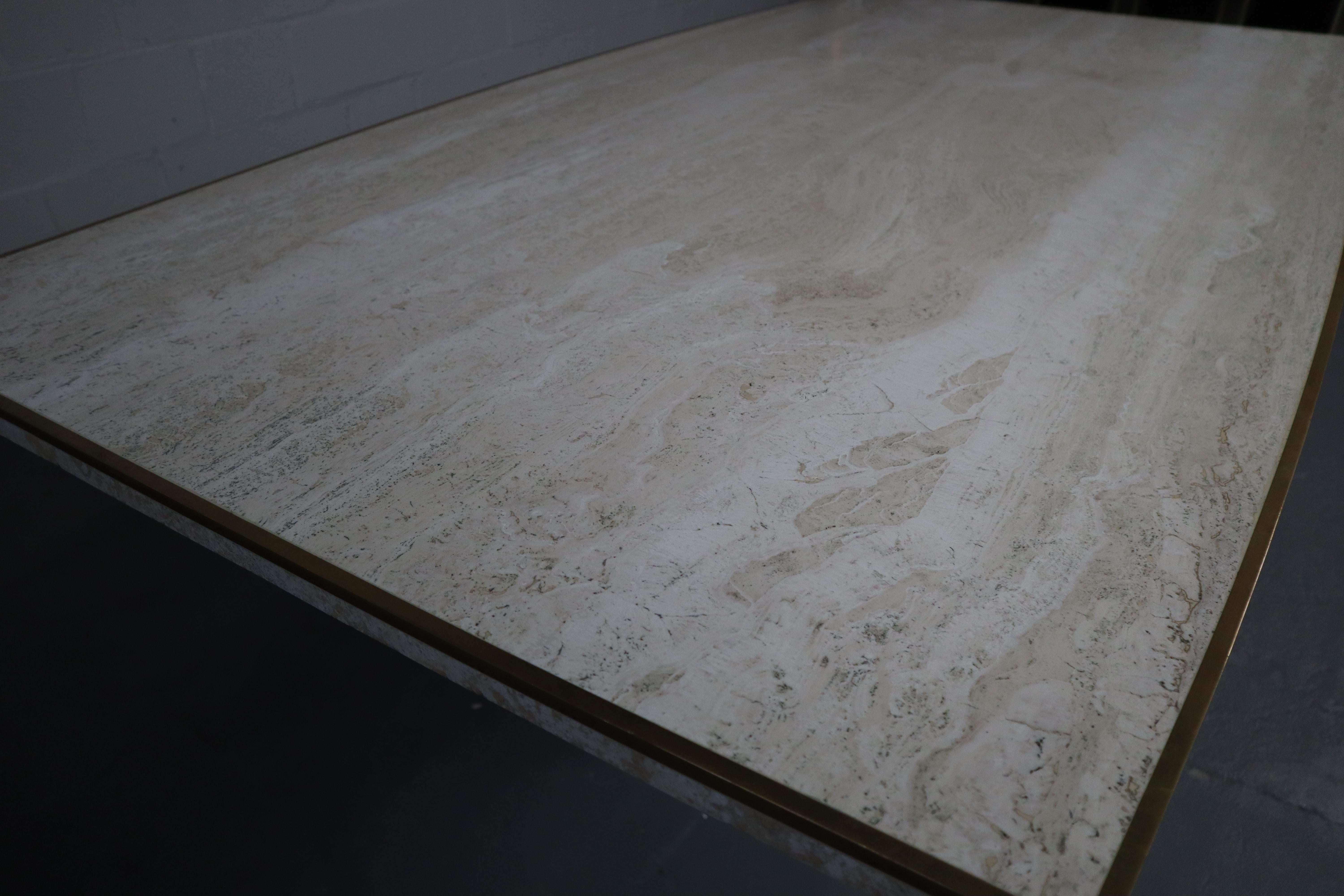 Travertine dining table by Jean Charles & Willy Rizzo, 1970's For Sale 8