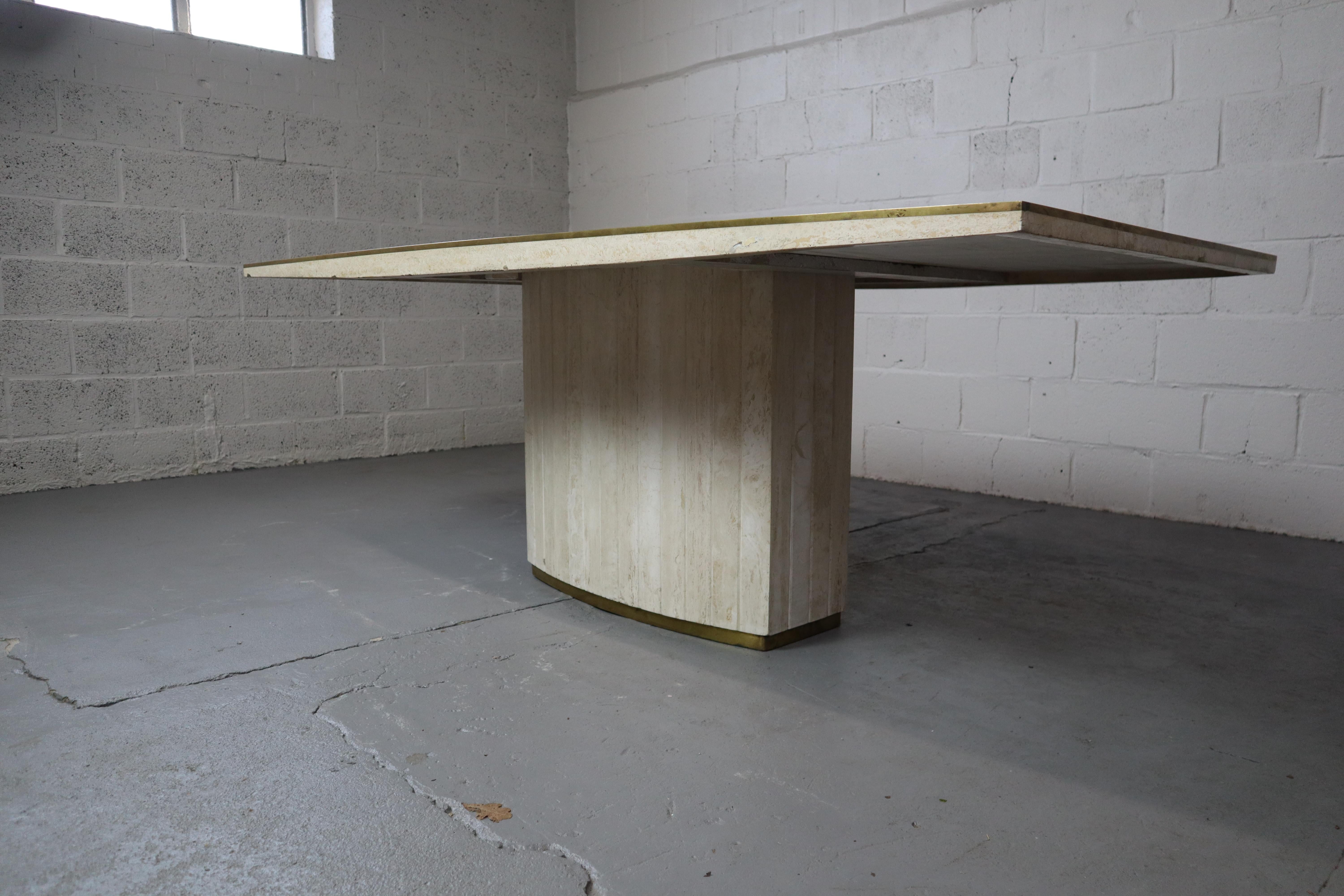 Travertine dining table by Jean Charles & Willy Rizzo, 1970's For Sale 10