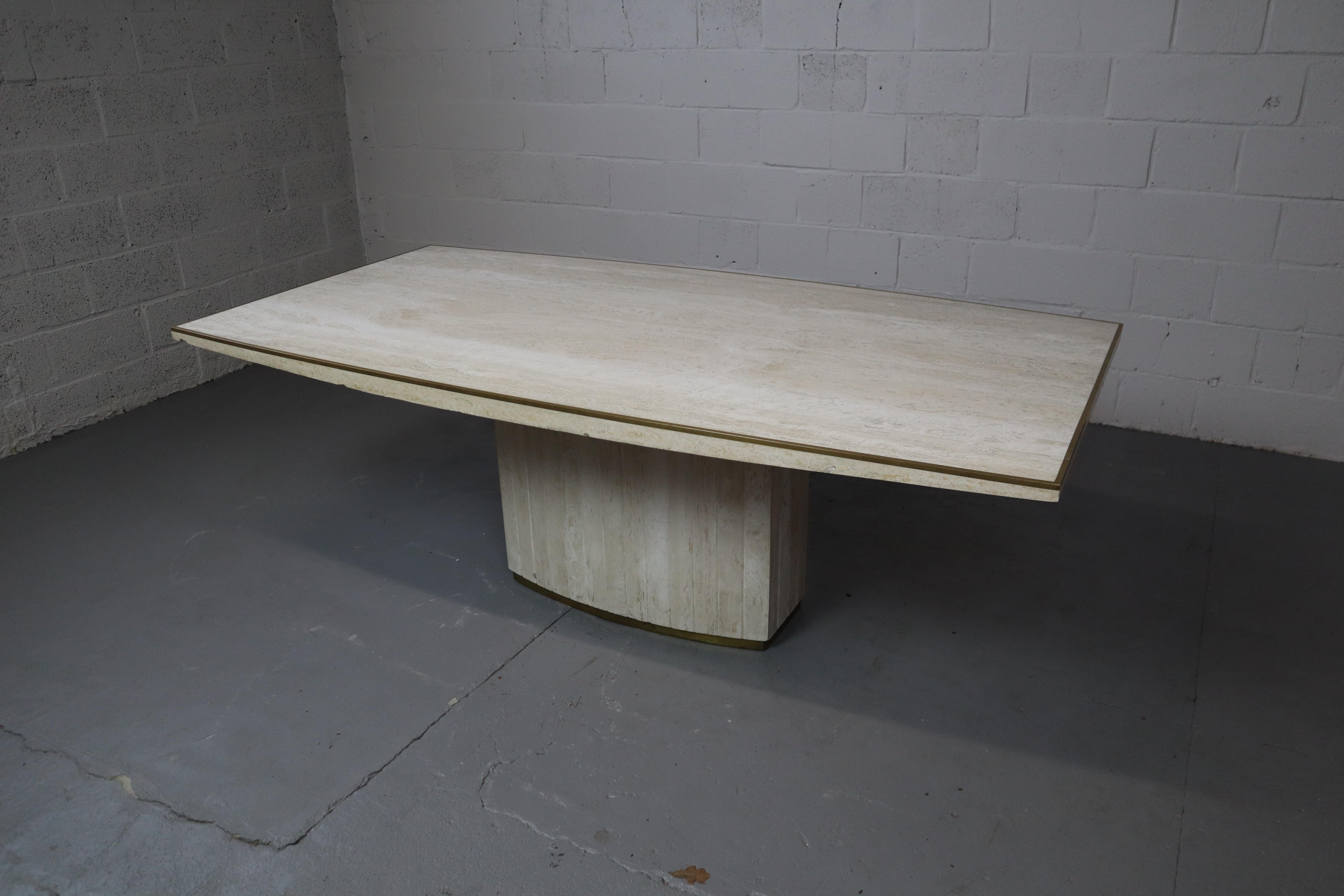 Travertine dining table by Jean Charles & Willy Rizzo, 1970's For Sale 12