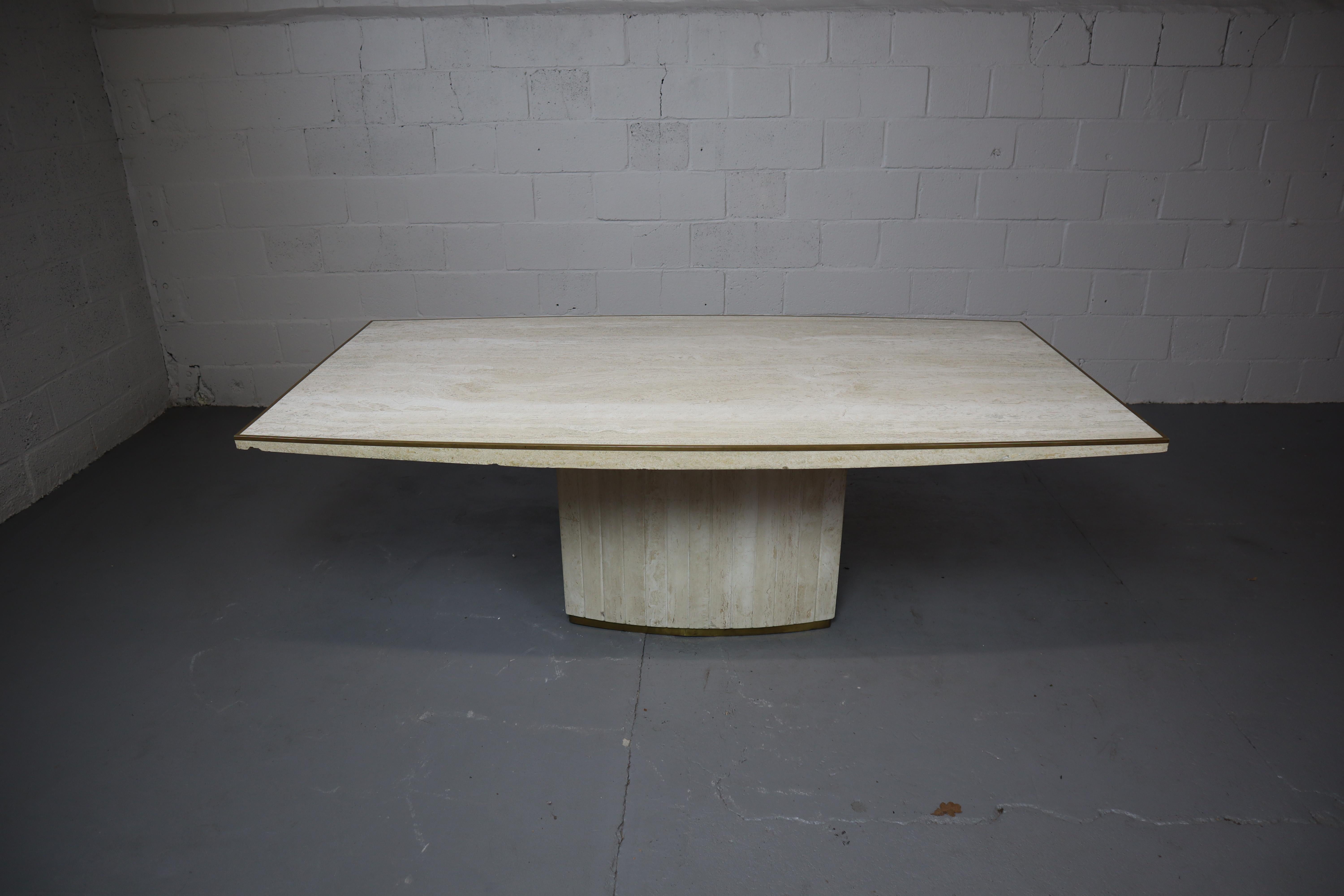 Travertine dining table by Jean Charles & Willy Rizzo, 1970's For Sale 13