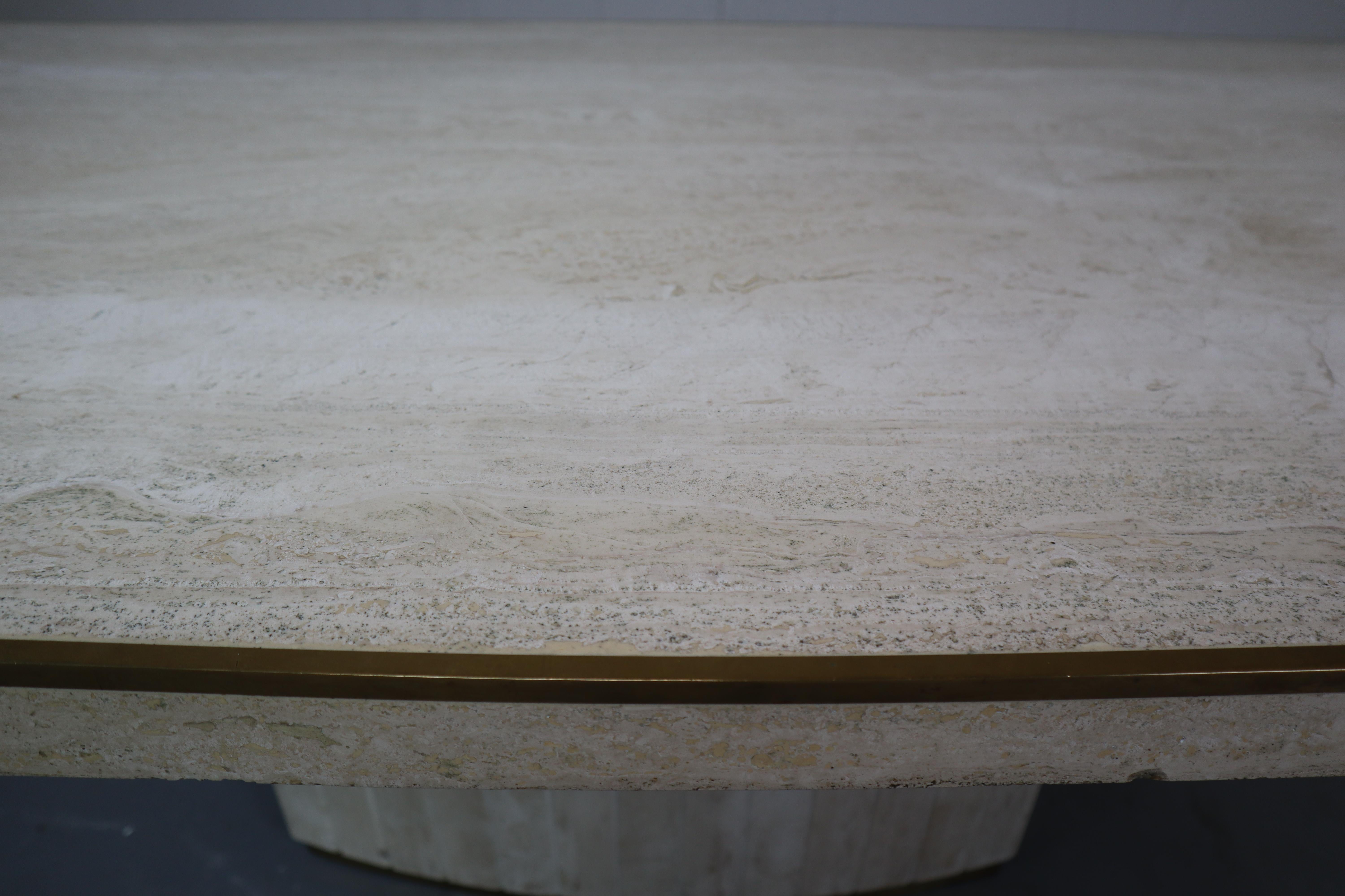 Italian Travertine dining table by Jean Charles & Willy Rizzo, 1970's For Sale