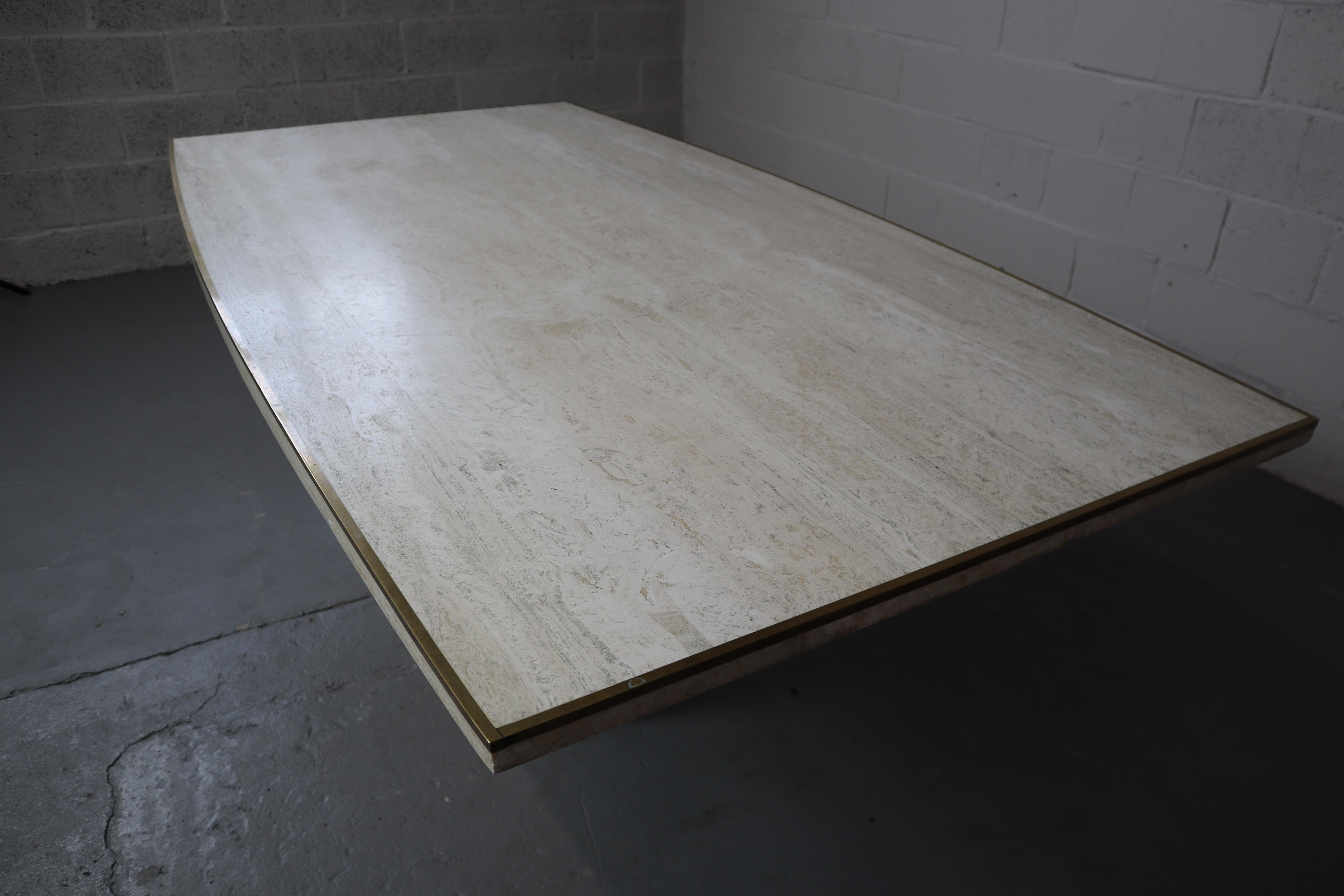 Travertine dining table by Jean Charles & Willy Rizzo, 1970's For Sale 1