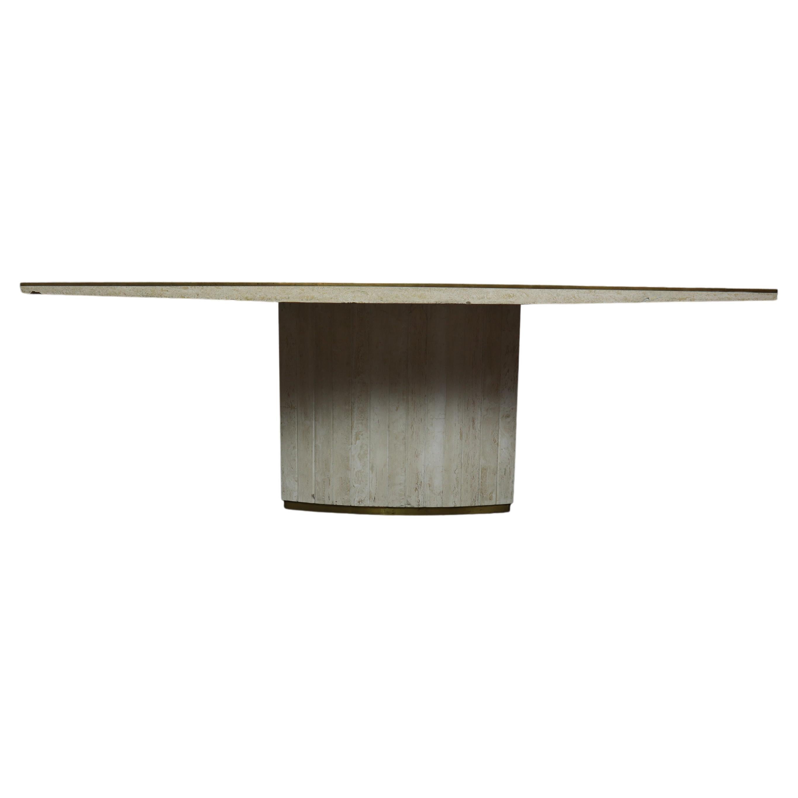 Travertine dining table by Jean Charles & Willy Rizzo, 1970's For Sale