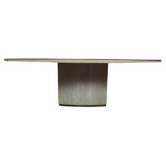 Retro Travertine dining table by Jean Charles & Willy Rizzo, 1970's