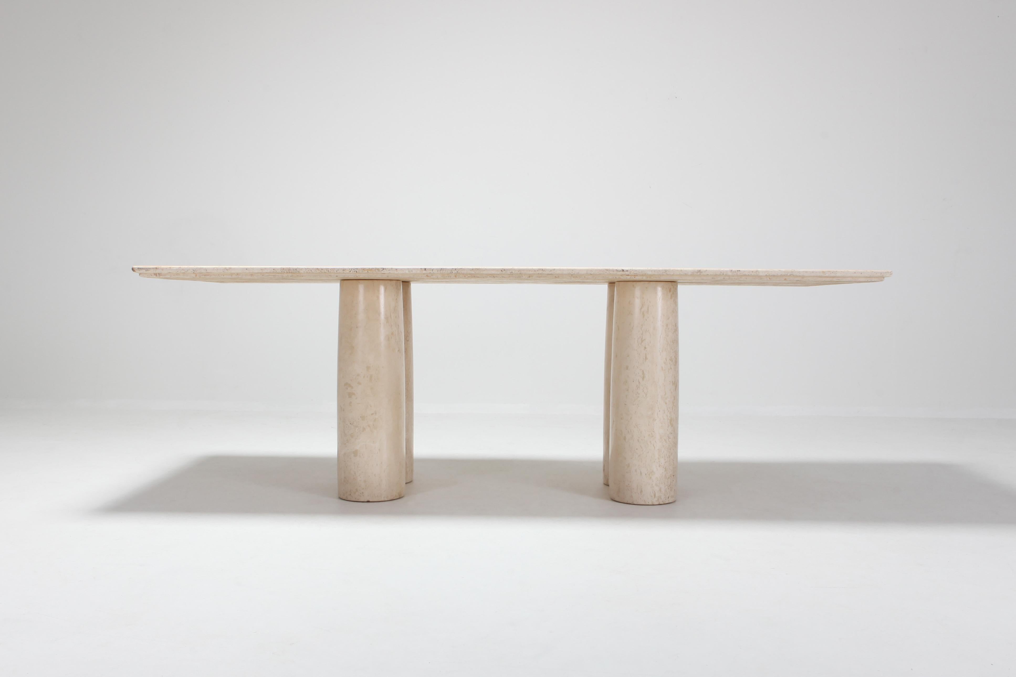Post-Modern Travertine Dining Table by Mario Bellini 'Il colonnato'