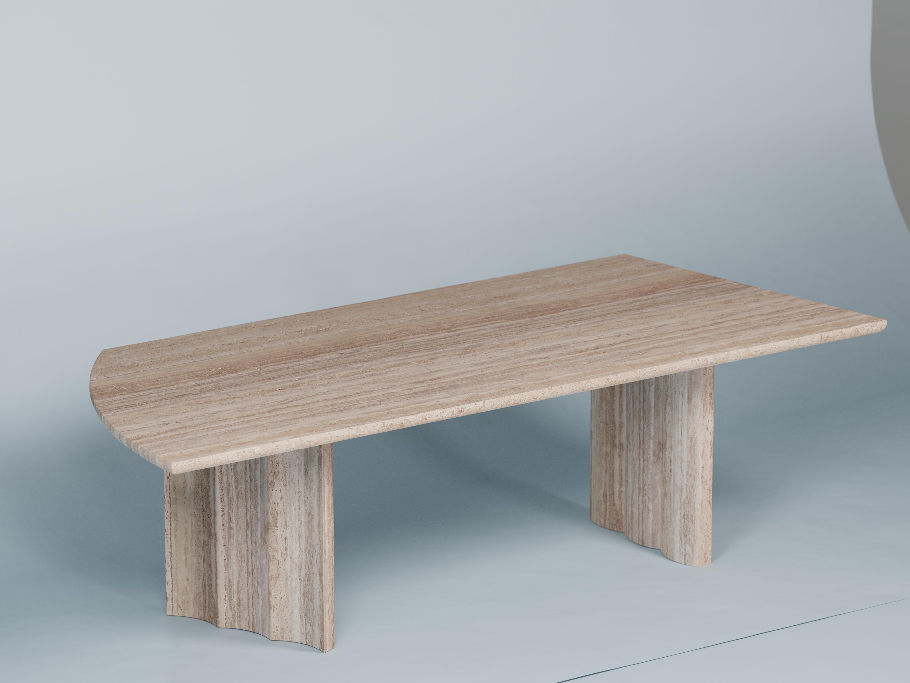 British Travertine Dining Table by Tino Seubert For Sale