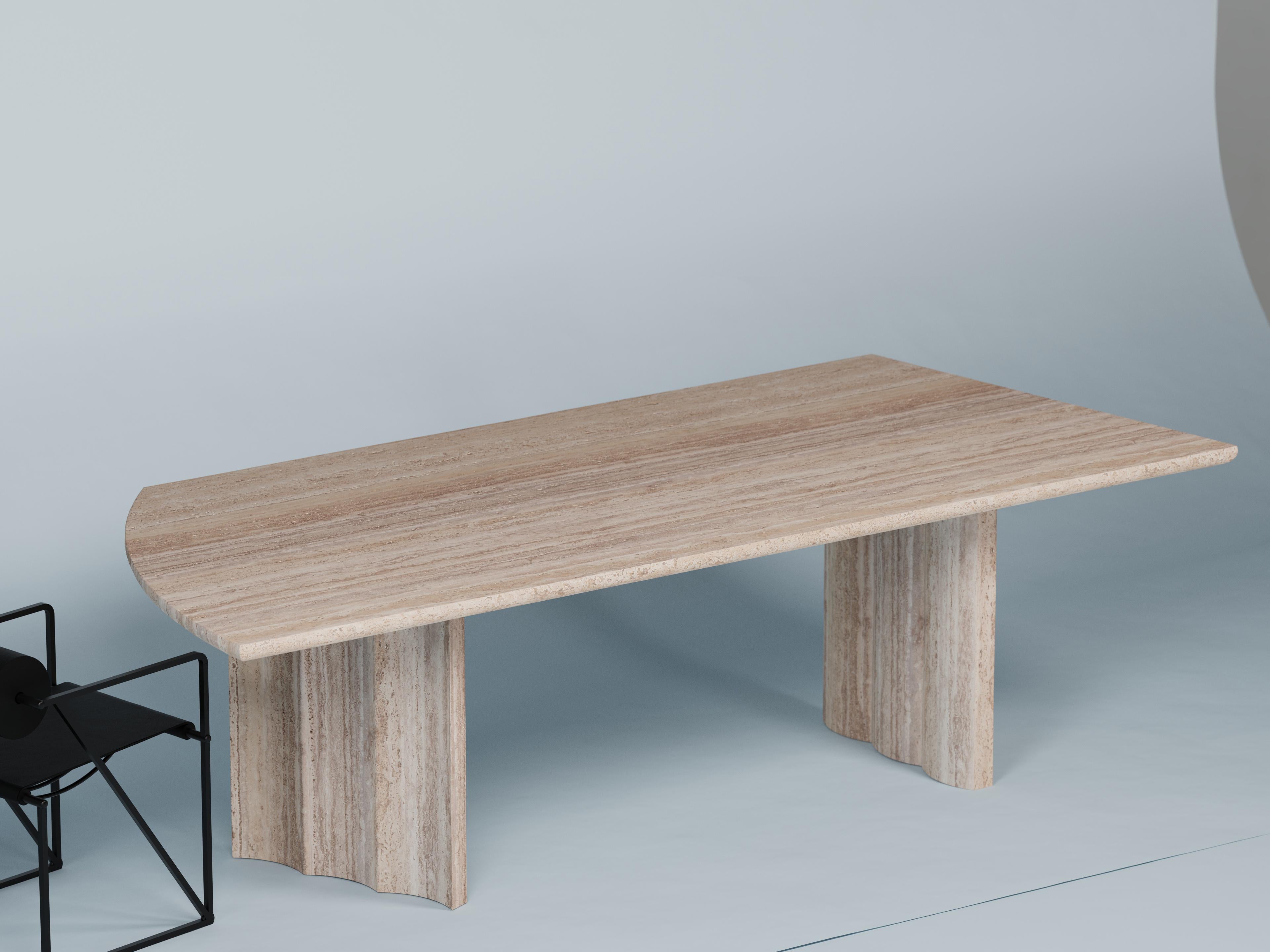 Travertine Dining Table by Tino Seubert In New Condition For Sale In Geneve, CH