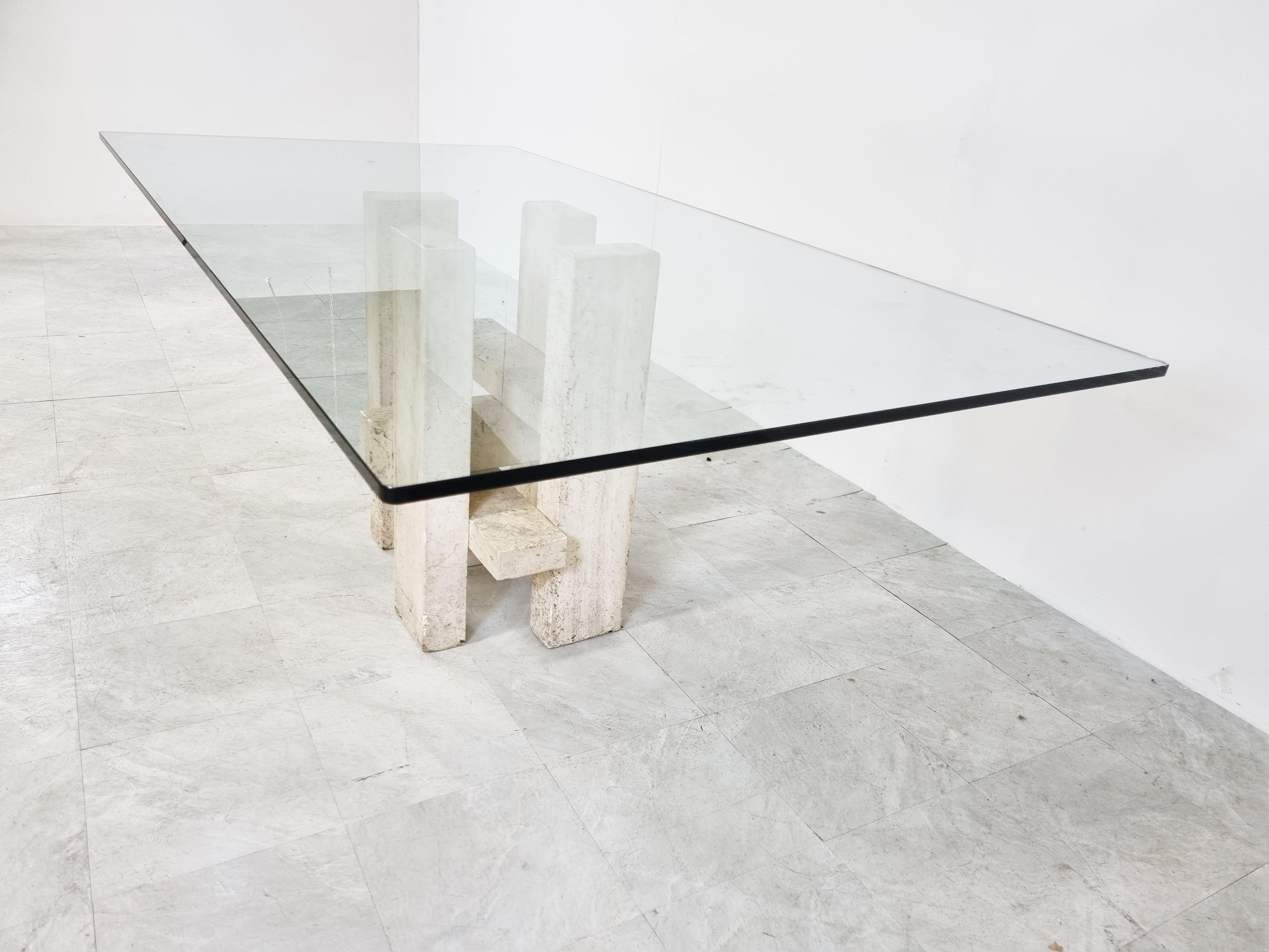 Travertine Dining Table by Willy Ballez, 1970s 3