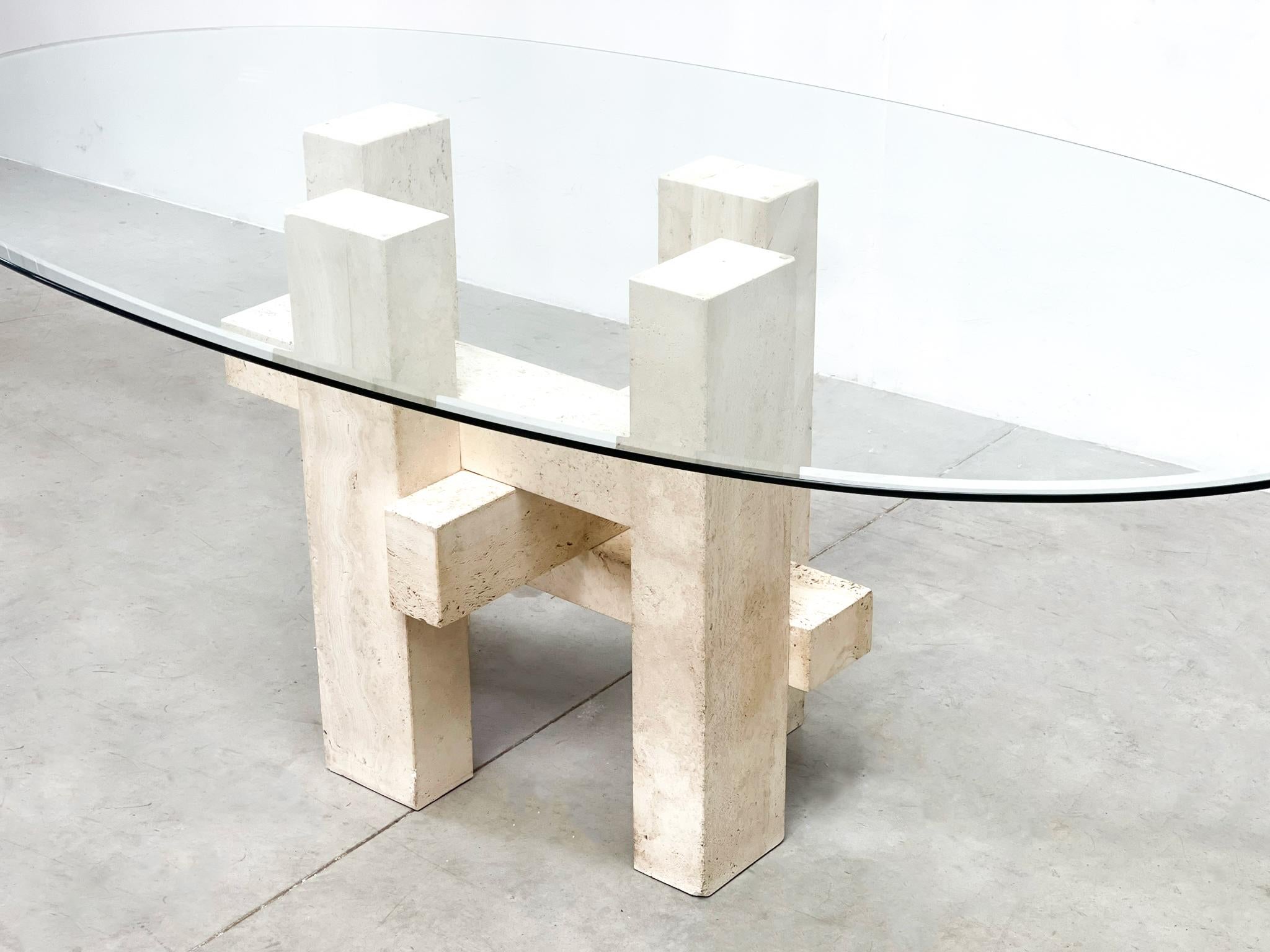 Travertine Dining Table by Willy Ballez, 1970s For Sale 3
