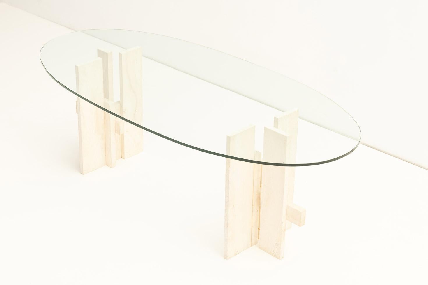 Table à manger en travertin de Willy Ballez, années 1970 en vente 4