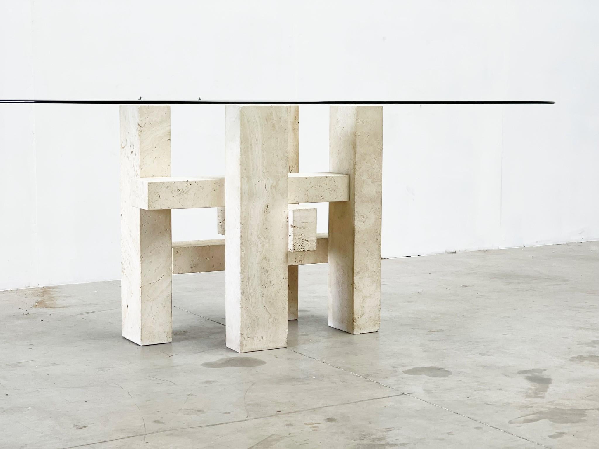 Travertine Dining Table by Willy Ballez, 1970s For Sale 4