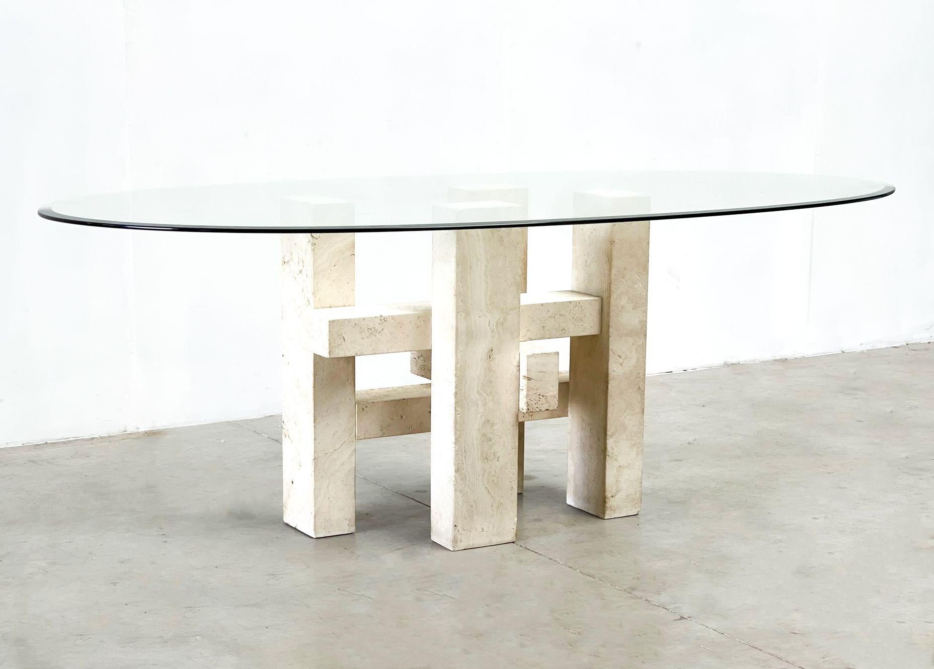 Travertine Dining Table by Willy Ballez, 1970s For Sale 5