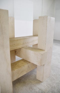 Travertine Dining Table by Willy Ballez, 1970s