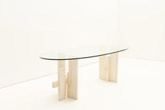 Travertine dining table by Willy Ballez, 1970's