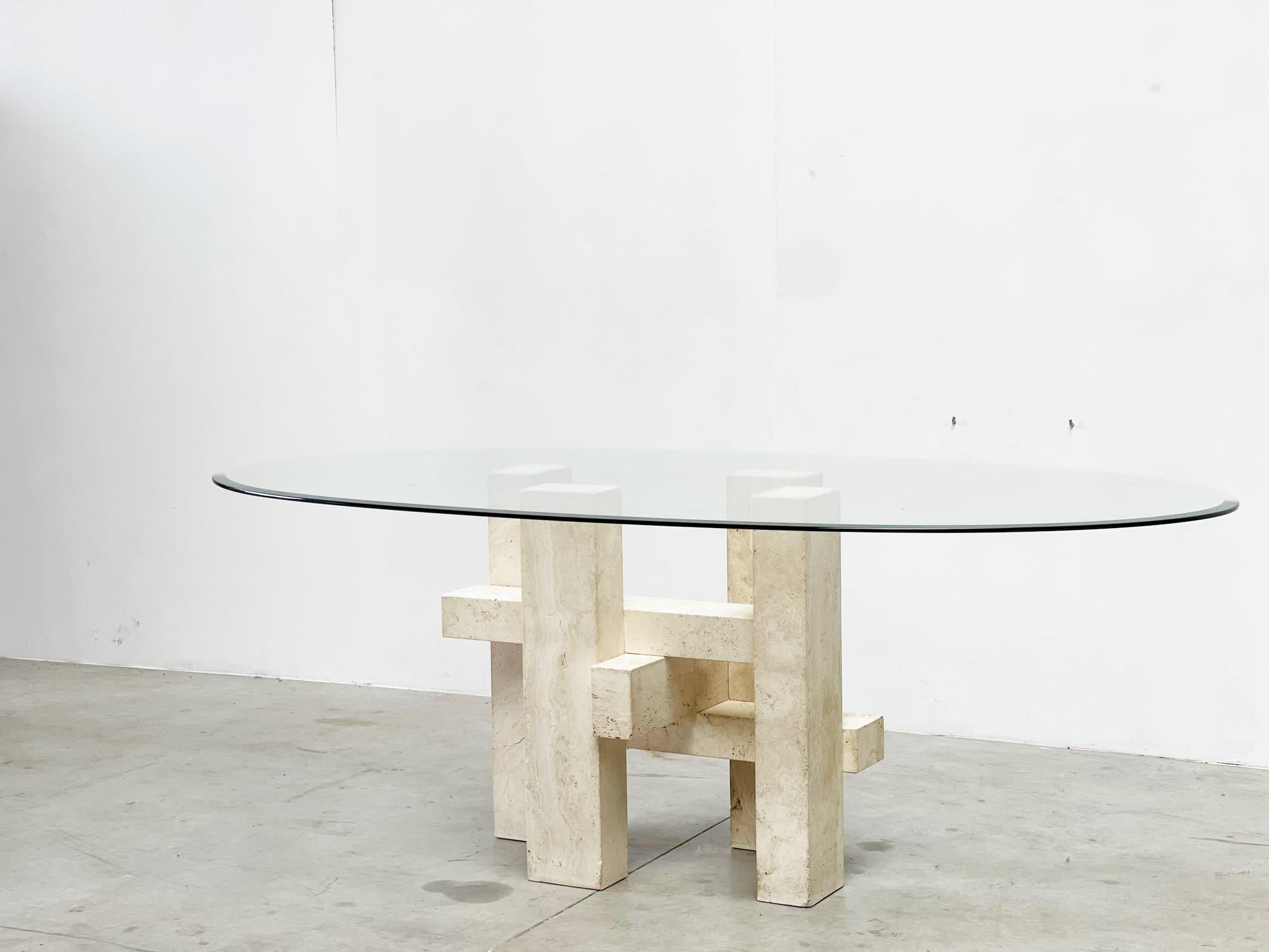 Mid-Century Modern Travertine Dining Table by Willy Ballez, 1970s For Sale